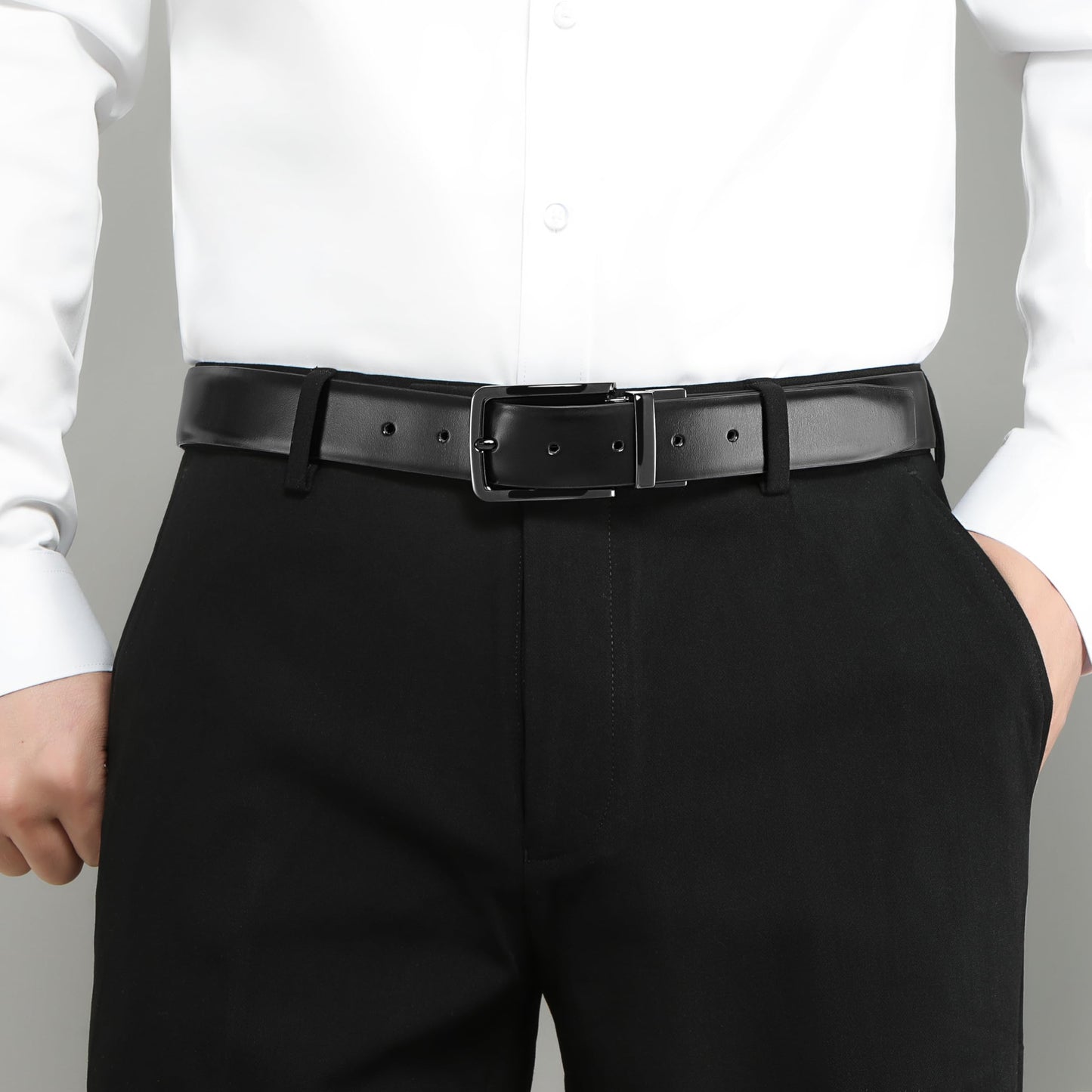 MILORDE Reversible Leather Belt for Men