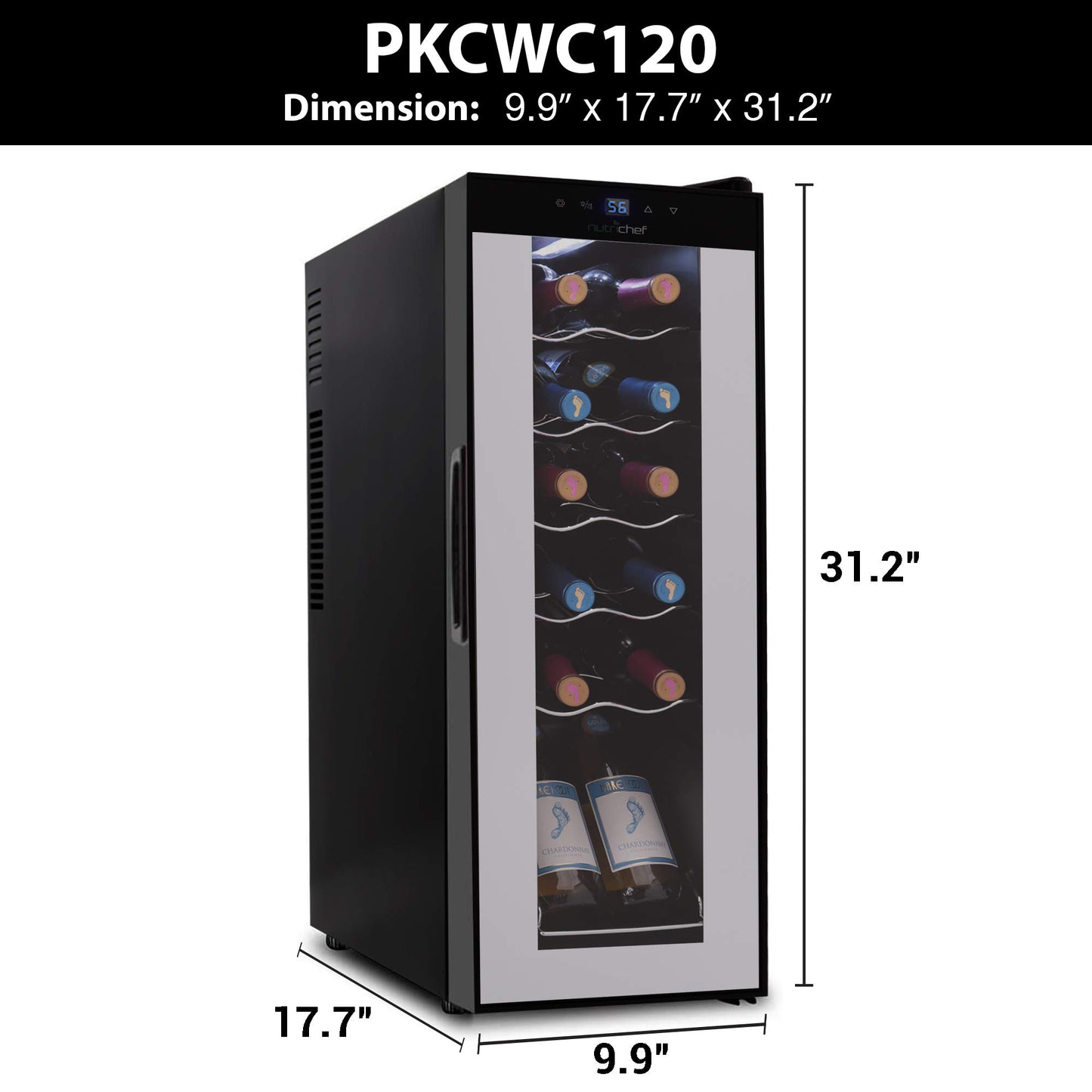 12-Bottle NutriChef Mini Wine Fridge Chiller