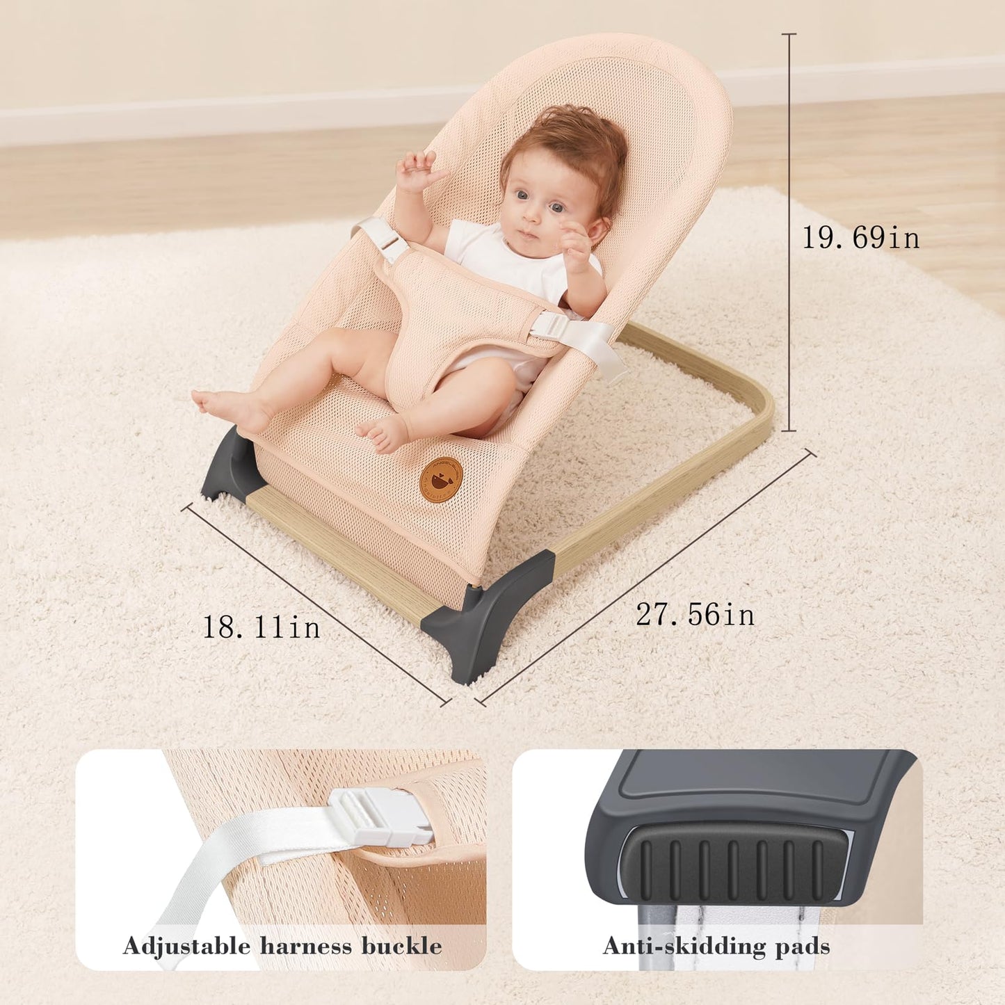 ANGELBLISS Portable Baby Bouncer with Natural Vibrations