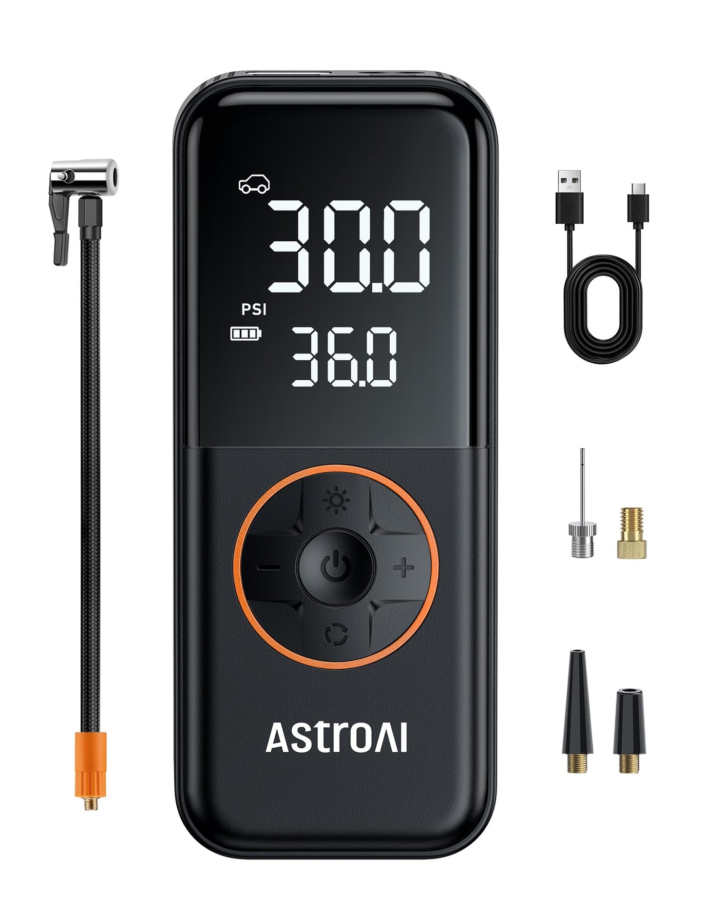 AstroAI L4 Tire Inflator Portable Air Compressor, 150PSI Portable Air Pump for Car Tires with Pressure Gauge LED Light, Electric Air Pump Quick Inflation for Cars, Motorcycles, Bikes, Tires, Balls