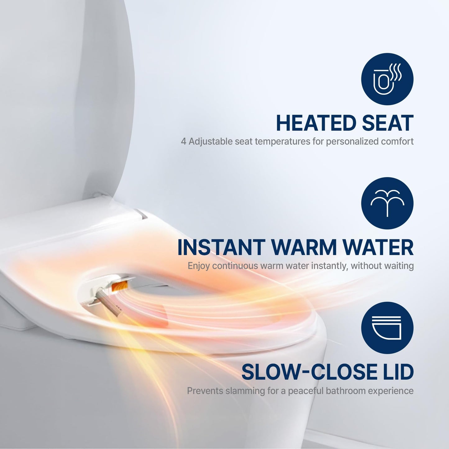 Electric Heated Bidet Toilet Seat with Smart Features