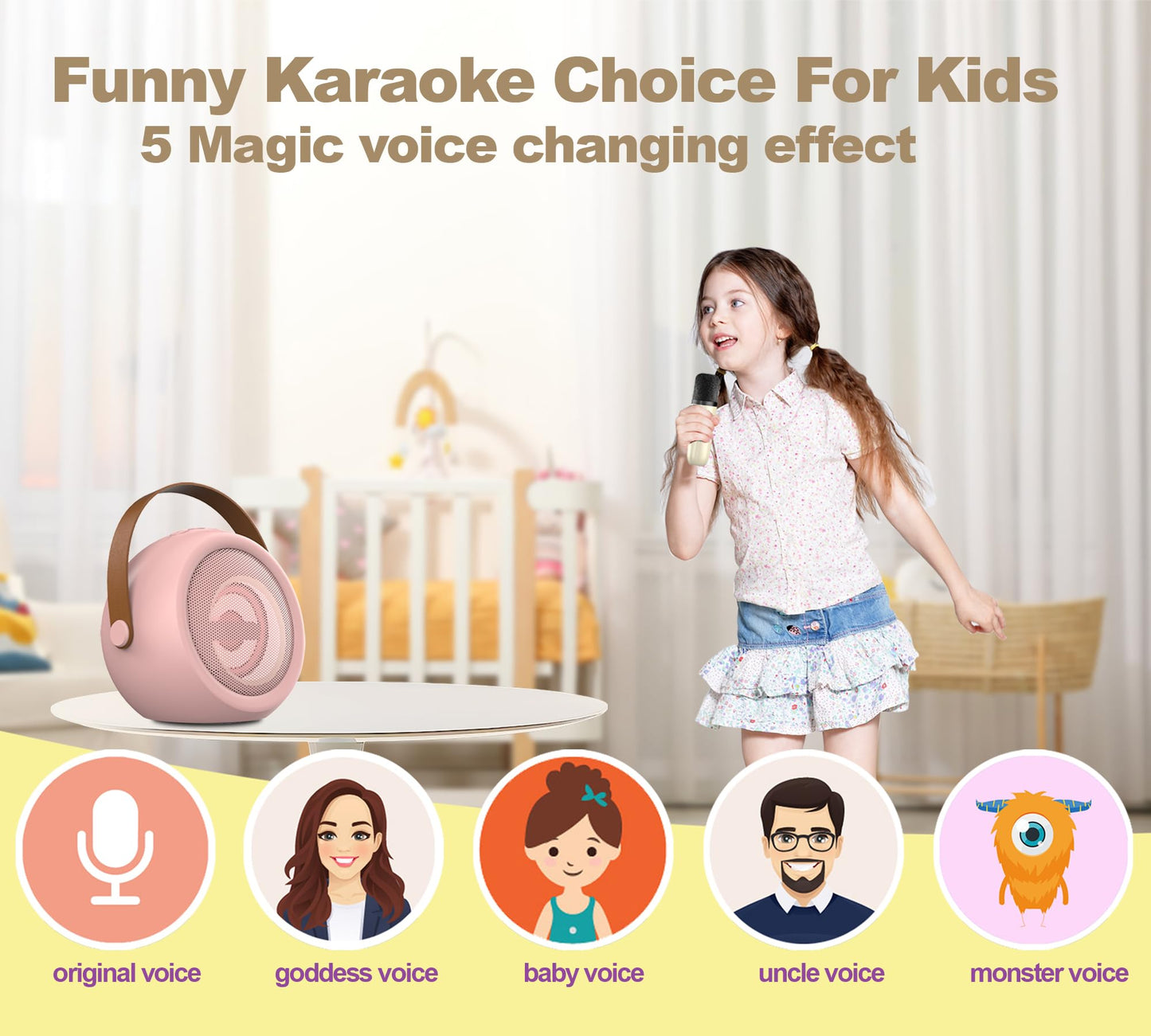 Kids Karaoke Machine with Wireless Microphone - Pink