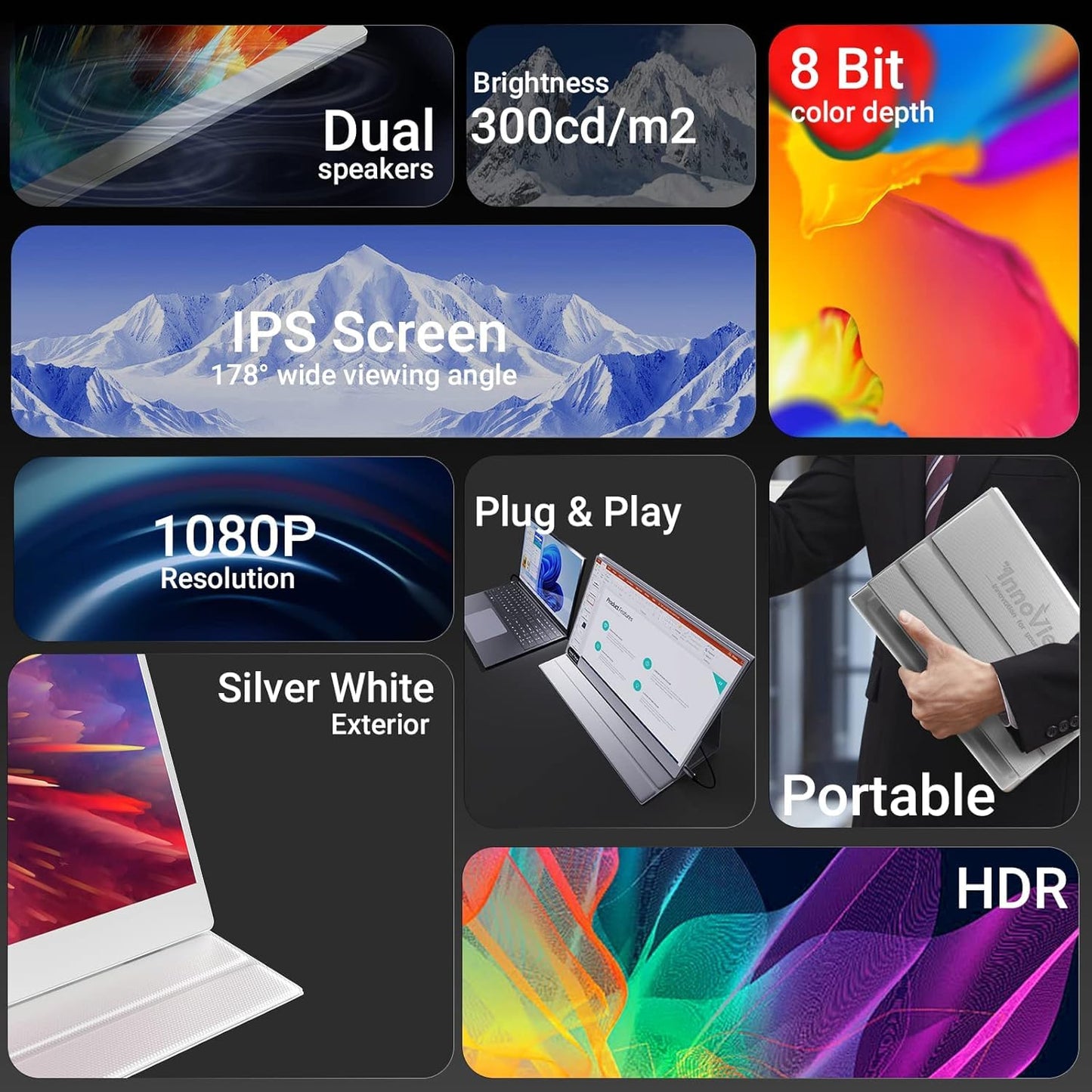 InnoView 15.6'' FHD Portable Laptop Monitor
