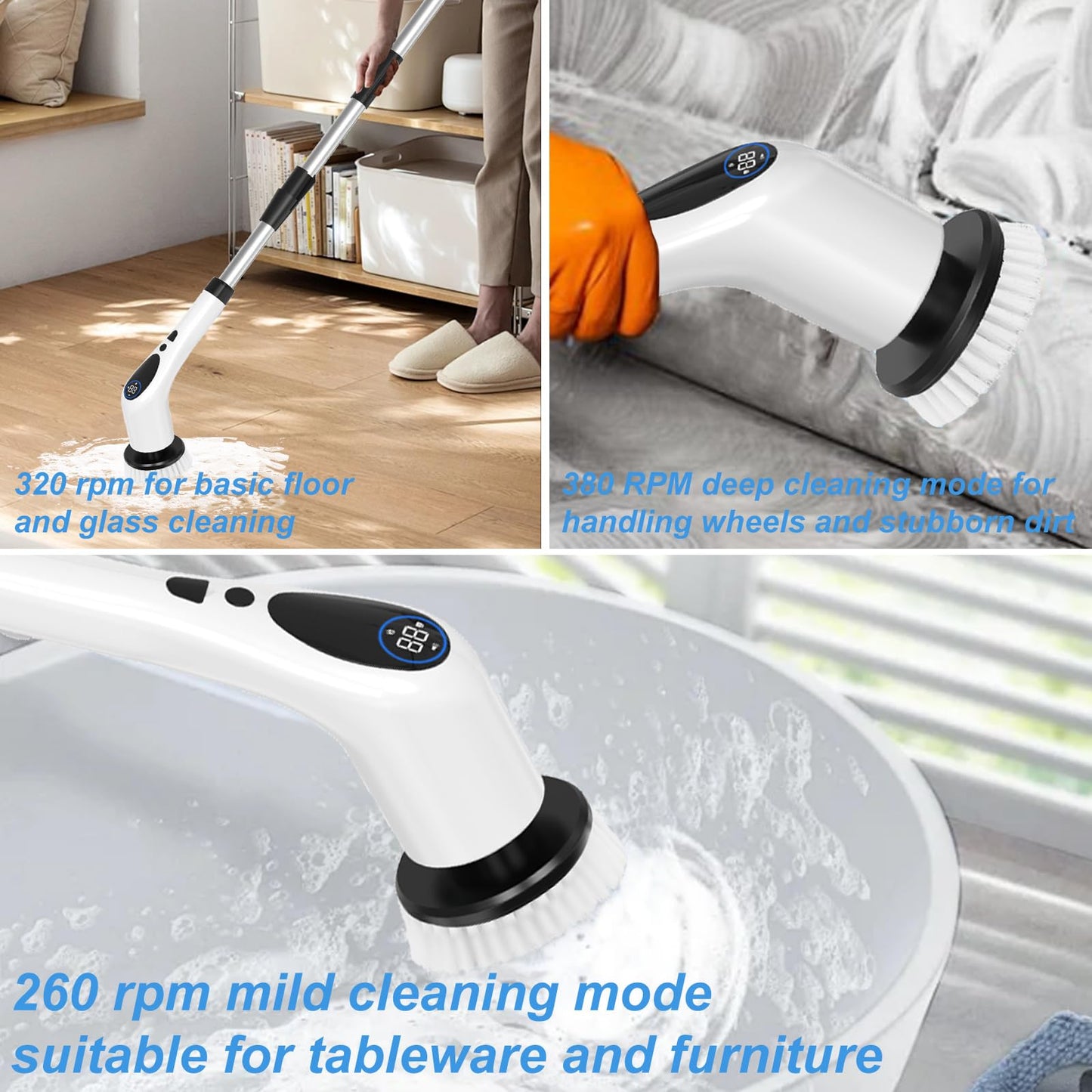 Cordless Electric Shower Scrubber with 9 Heads