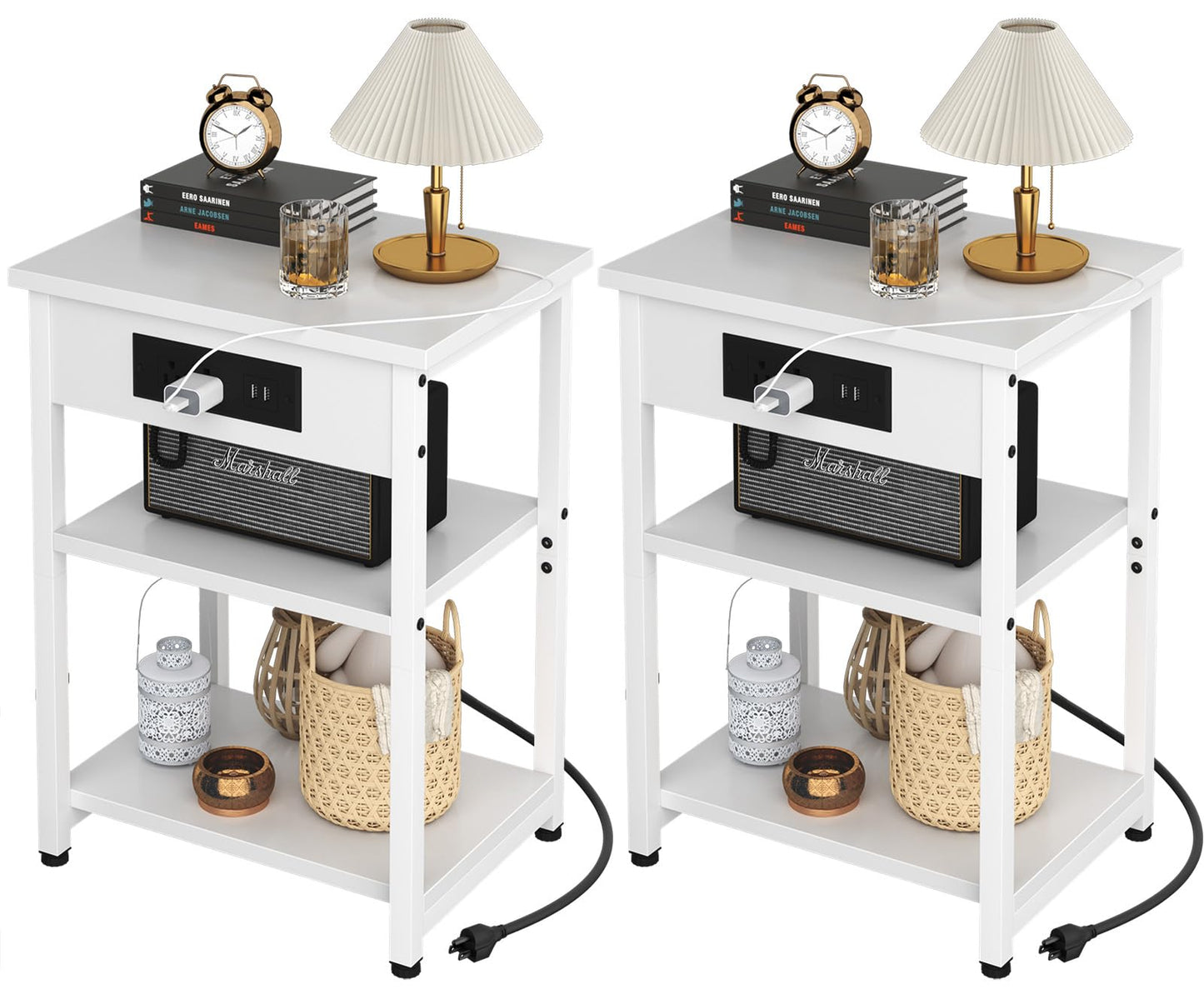 End Tables Set with USB Charging Station
