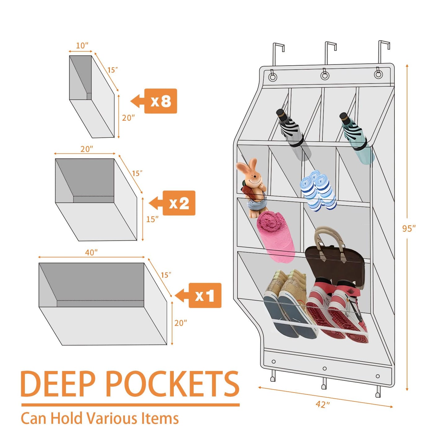 Over the Door Shoe Organizer with 11 Pockets