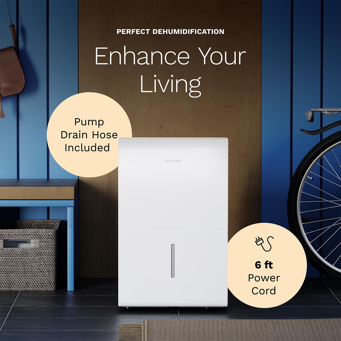 50 Pint hOmeLabs WiFi Dehumidifier with Pump