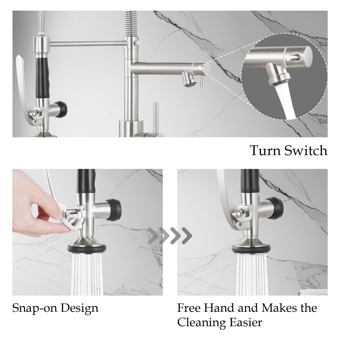 Dual Spout Kitchen Faucet with Pull Down Sprayer