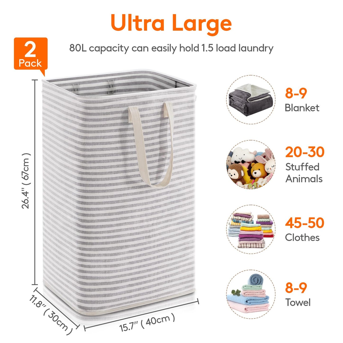 2 Pack Lifewit Large Laundry Hampers with Handles