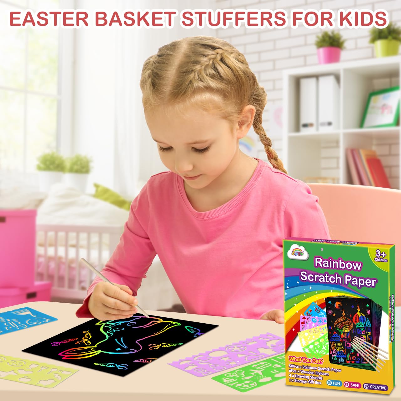 Scratch Paper Art Set for Kids - 60 Pcs
