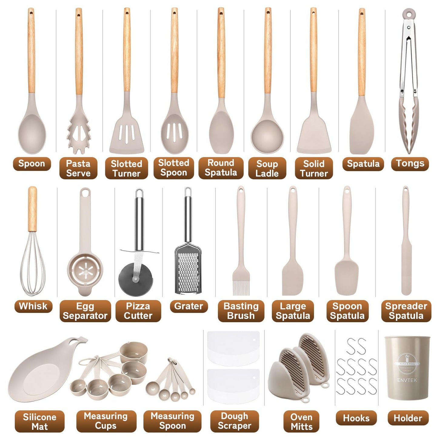 43 PCS Silicone Kitchen Utensils Set with Holder