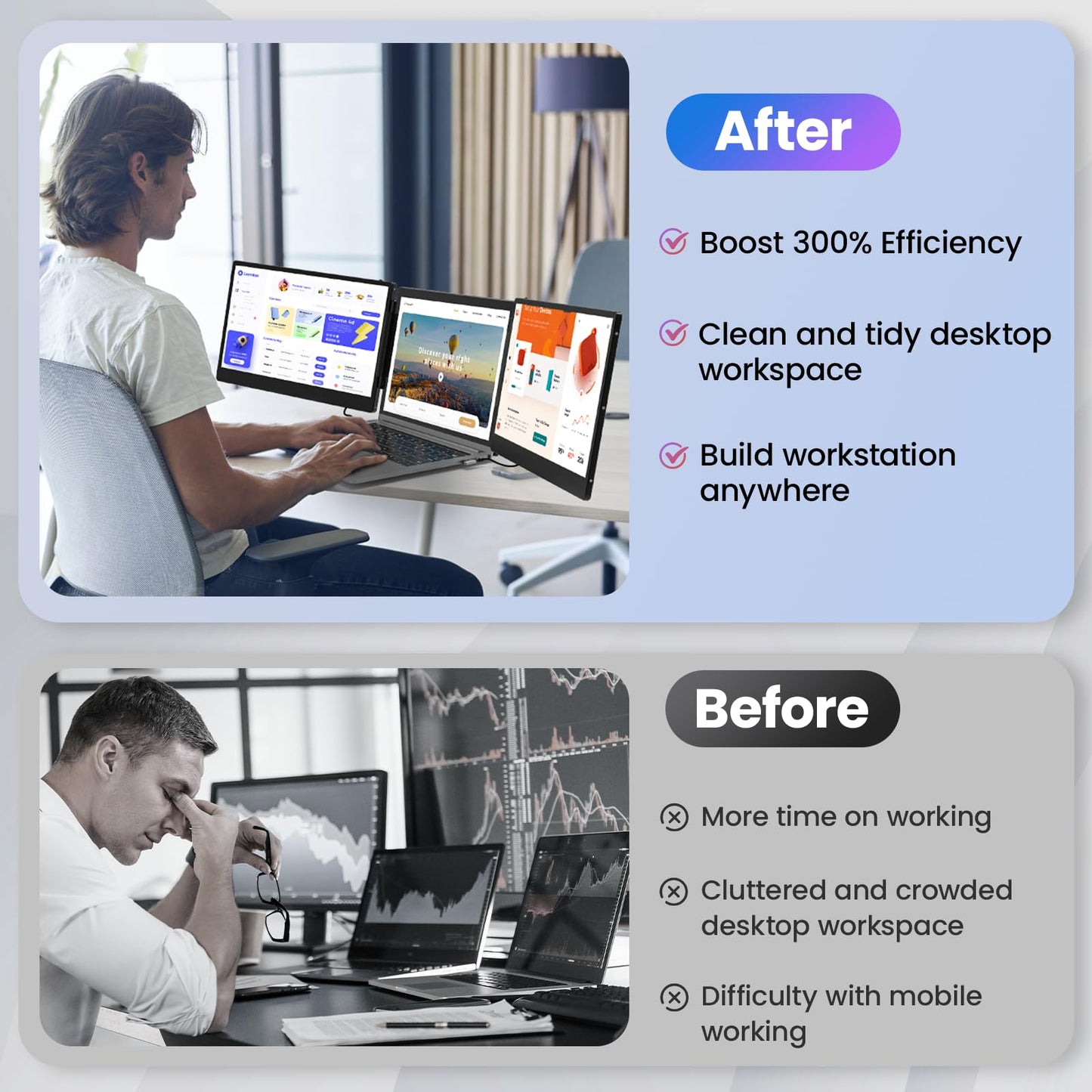 14" FHD Laptop Screen Extender Dual Monitors