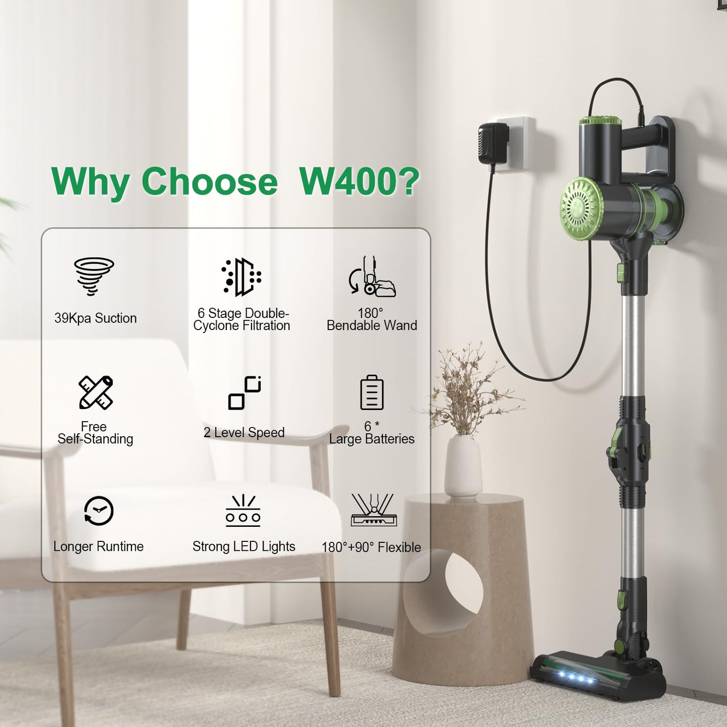 Cordless Stick Vacuum Cleaner with Powerful Suction