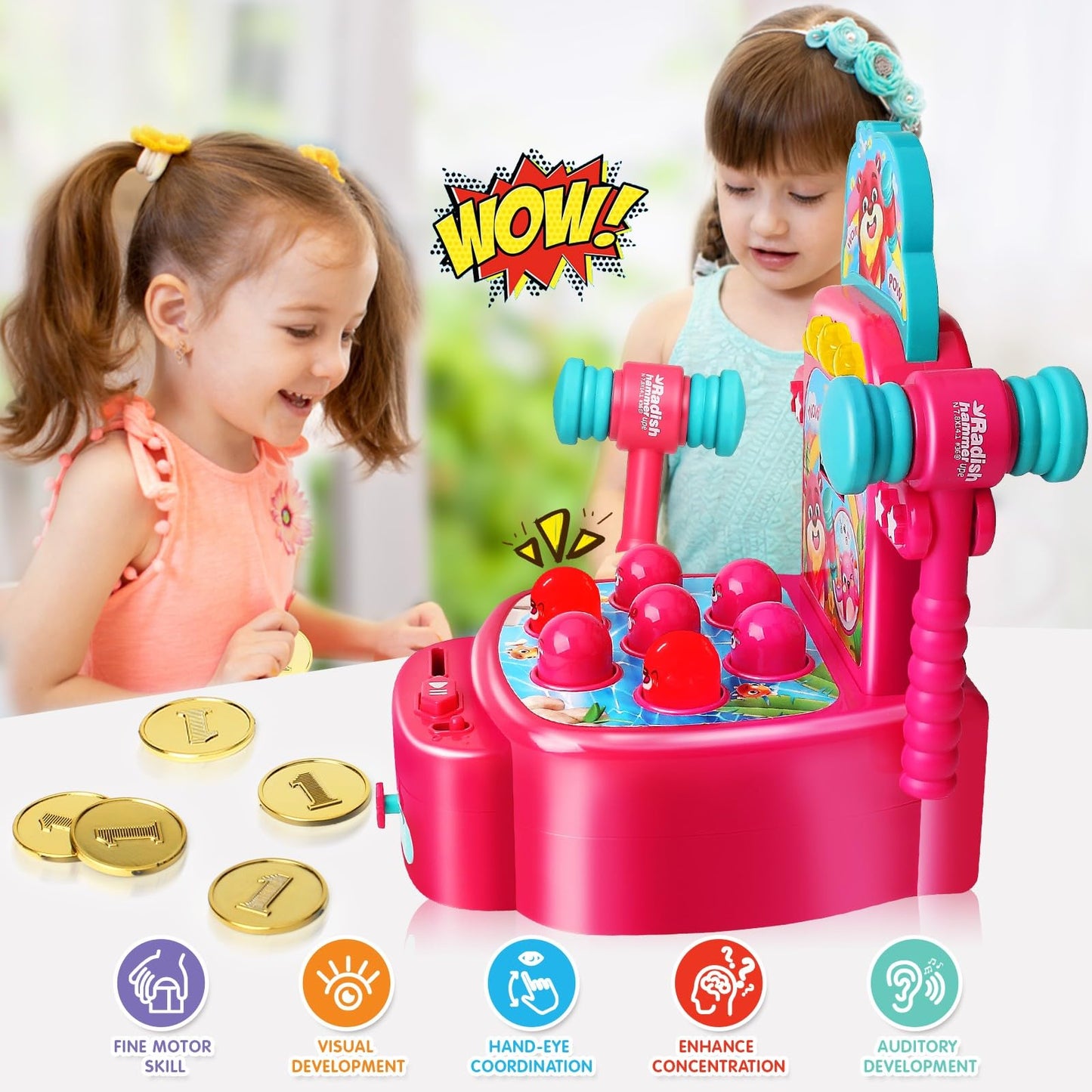 Whack A Mole Game for Toddlers with Hammers