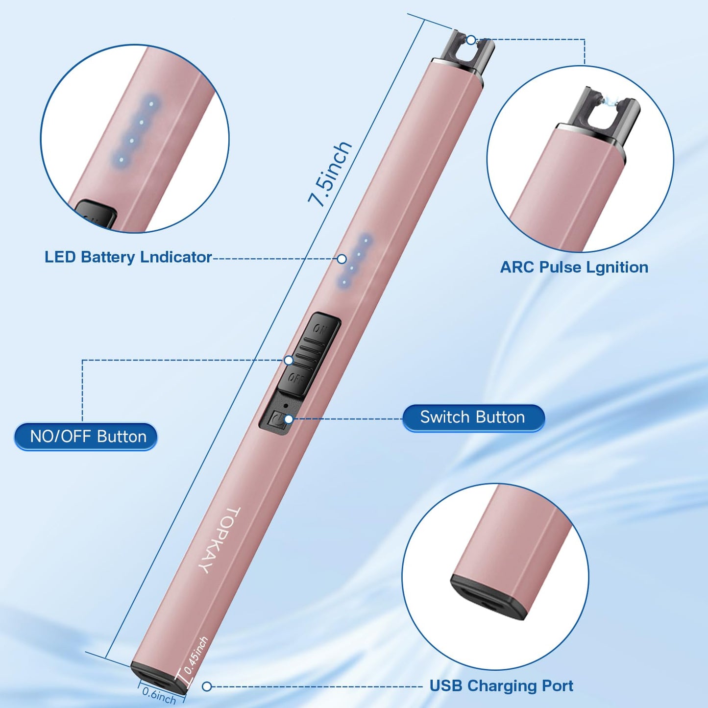 TOPKAY Rechargeable Plasma Arc Candle Lighter
