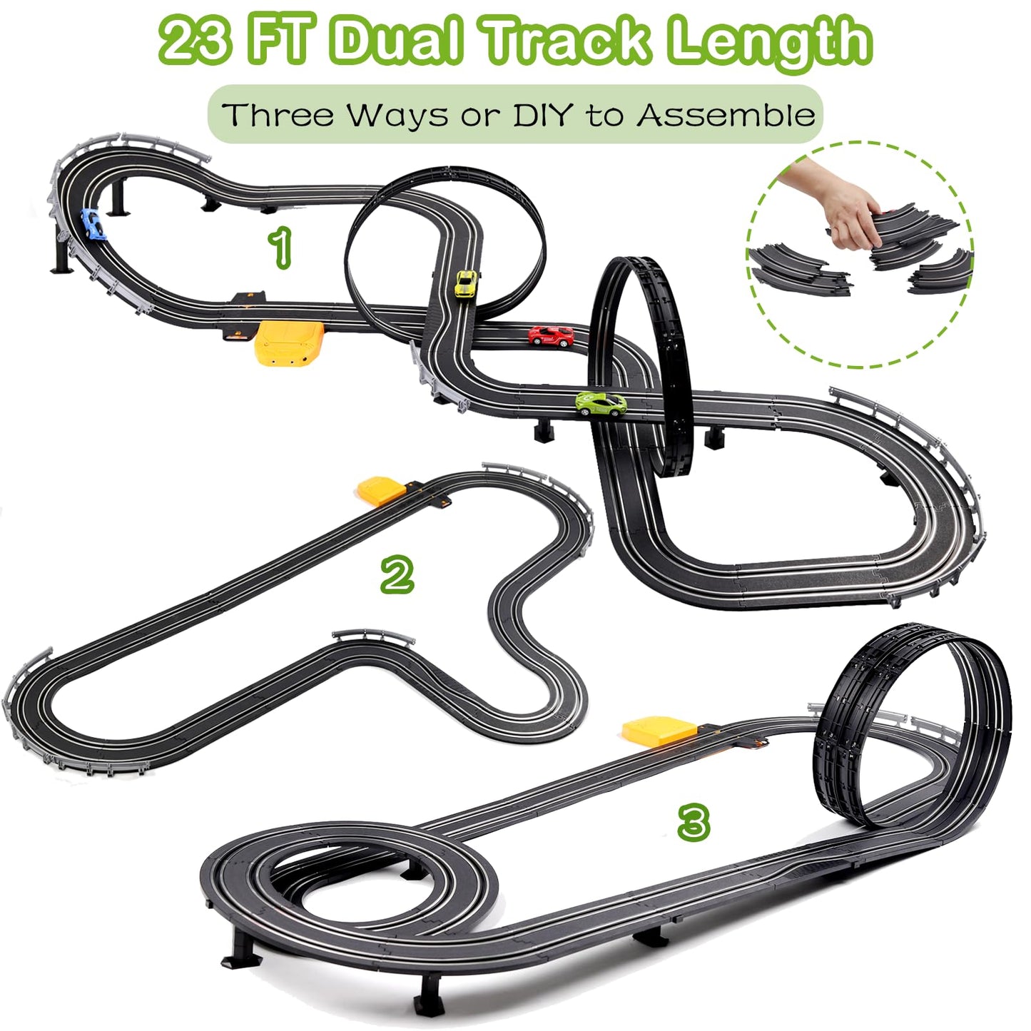 23ft Slot Car Race Track Set with 4 Cars