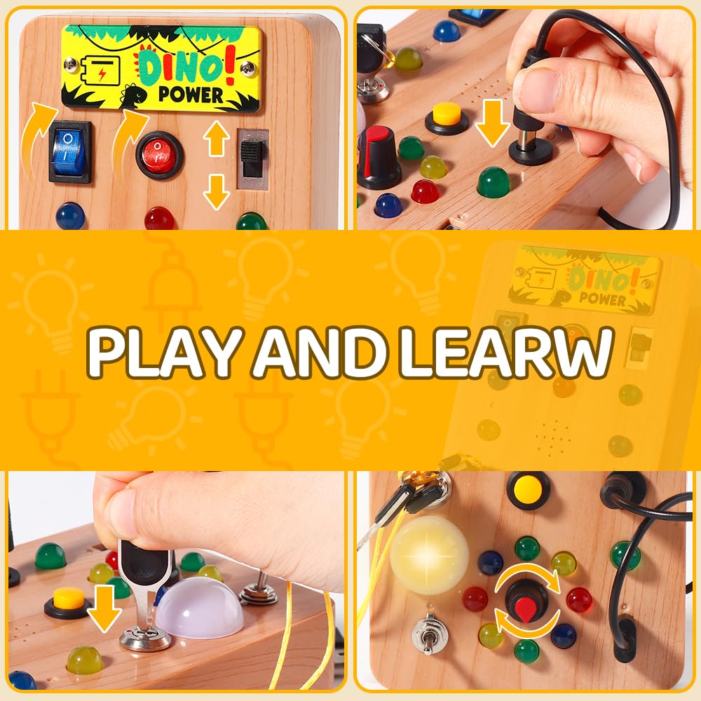 Montessori Wooden Sensory Board with LED Lights