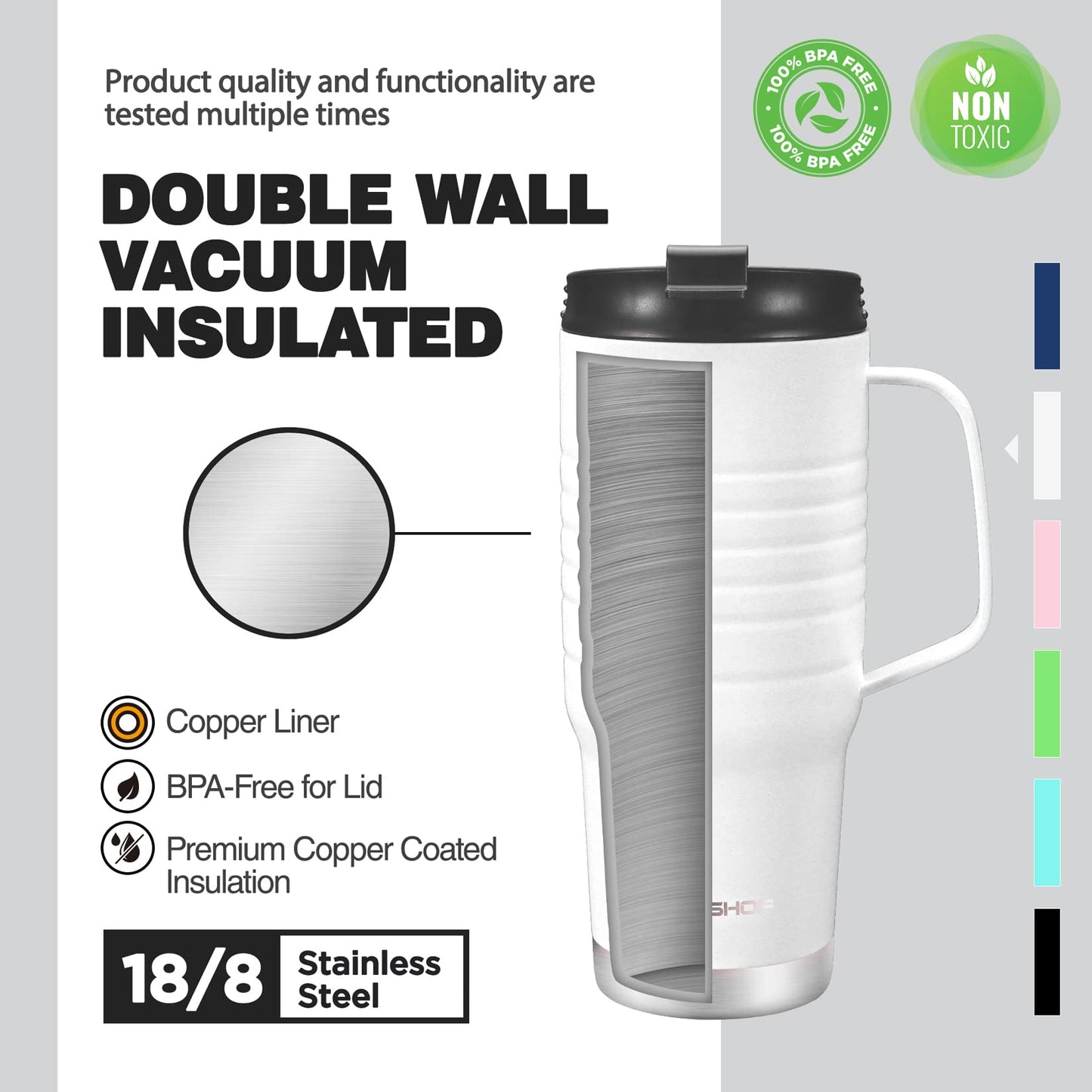 24 oz HAUSHOF Stainless Steel Travel Mug with Handle