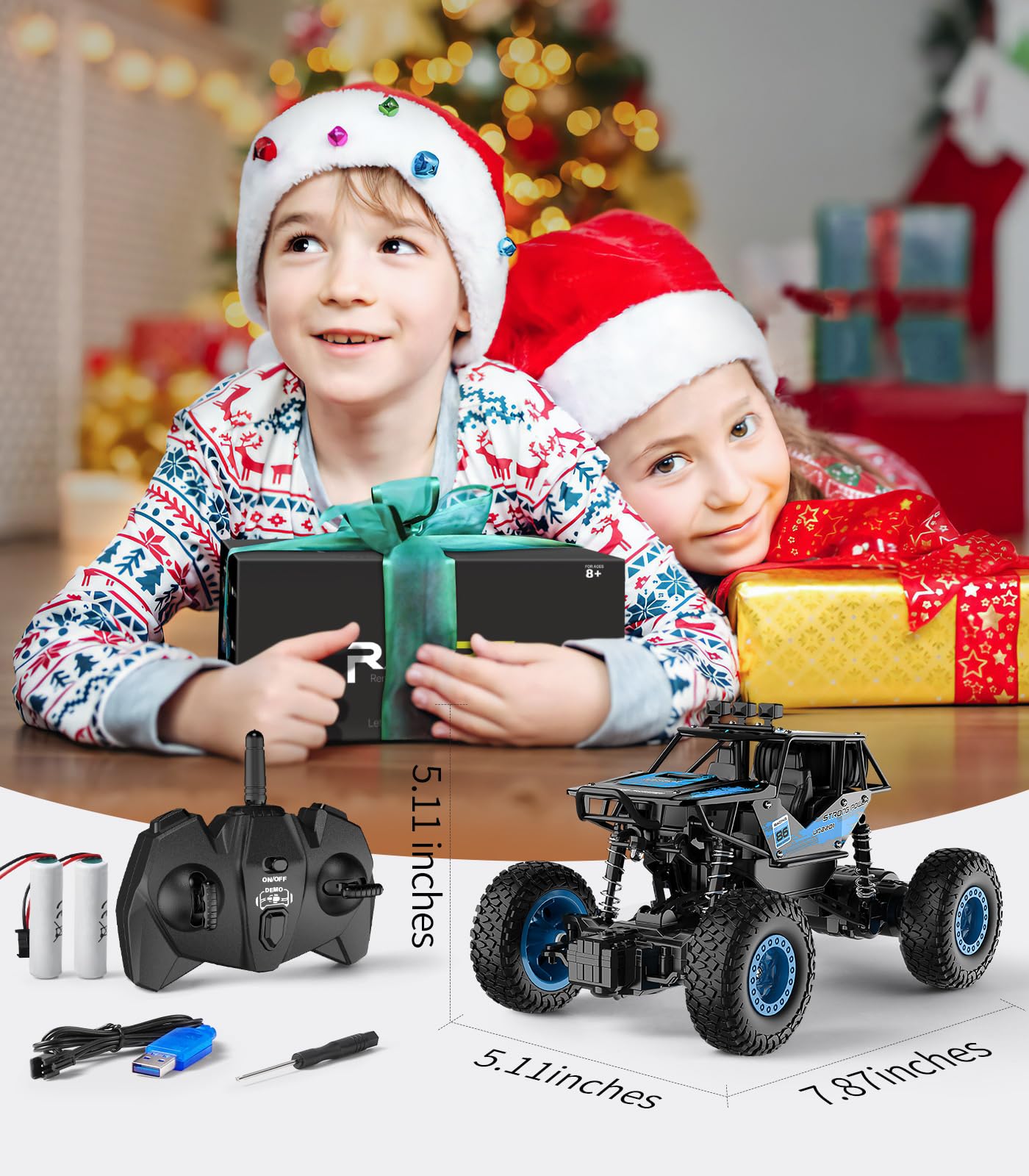 DoDoeleph Remote Control Truck, 1/20 Scale RC Cars for for Boys, Off Road Electric Car Truck Toys All Terrains Rechargeable Hobby Crawler for Kids