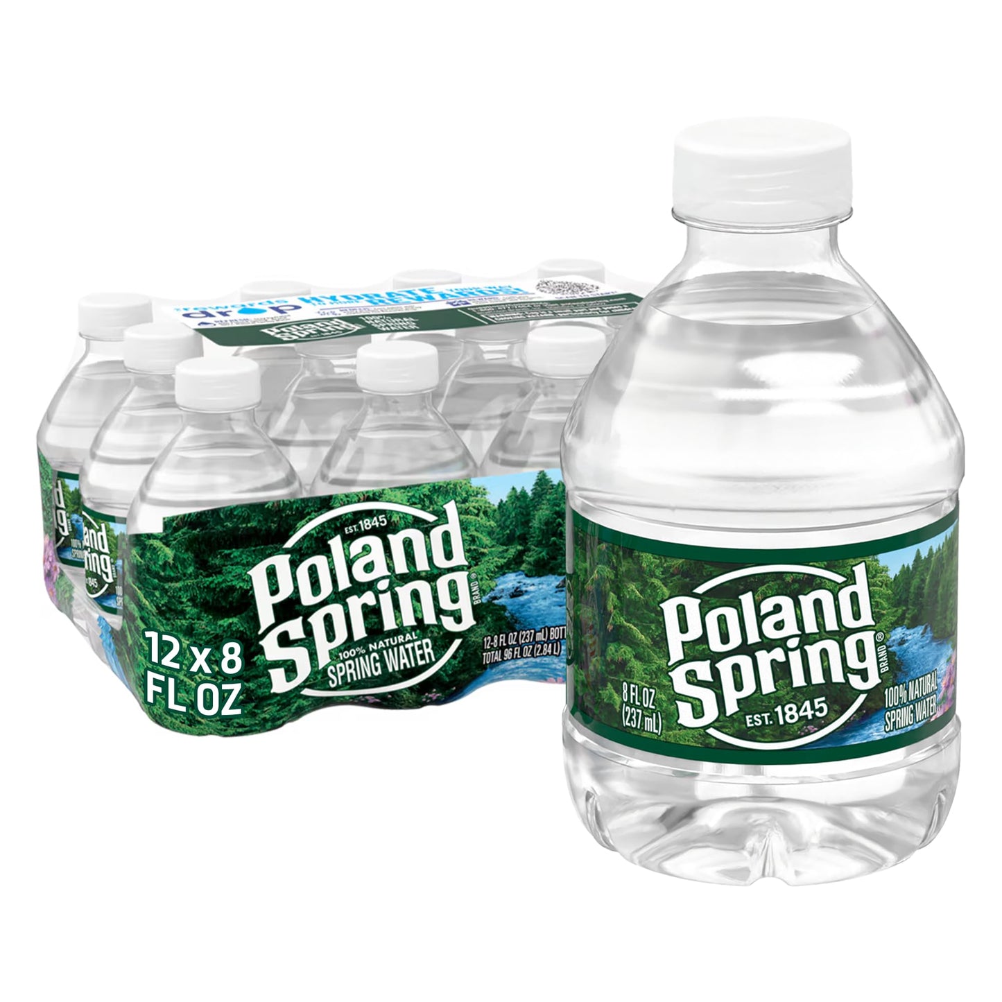 12 Pack Poland Spring Bottled Water, 8 Fl Oz