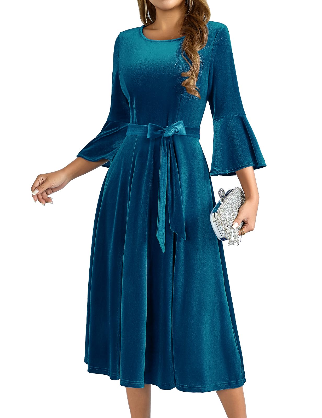 Velvet Long Sleeve Cocktail Dress for Women