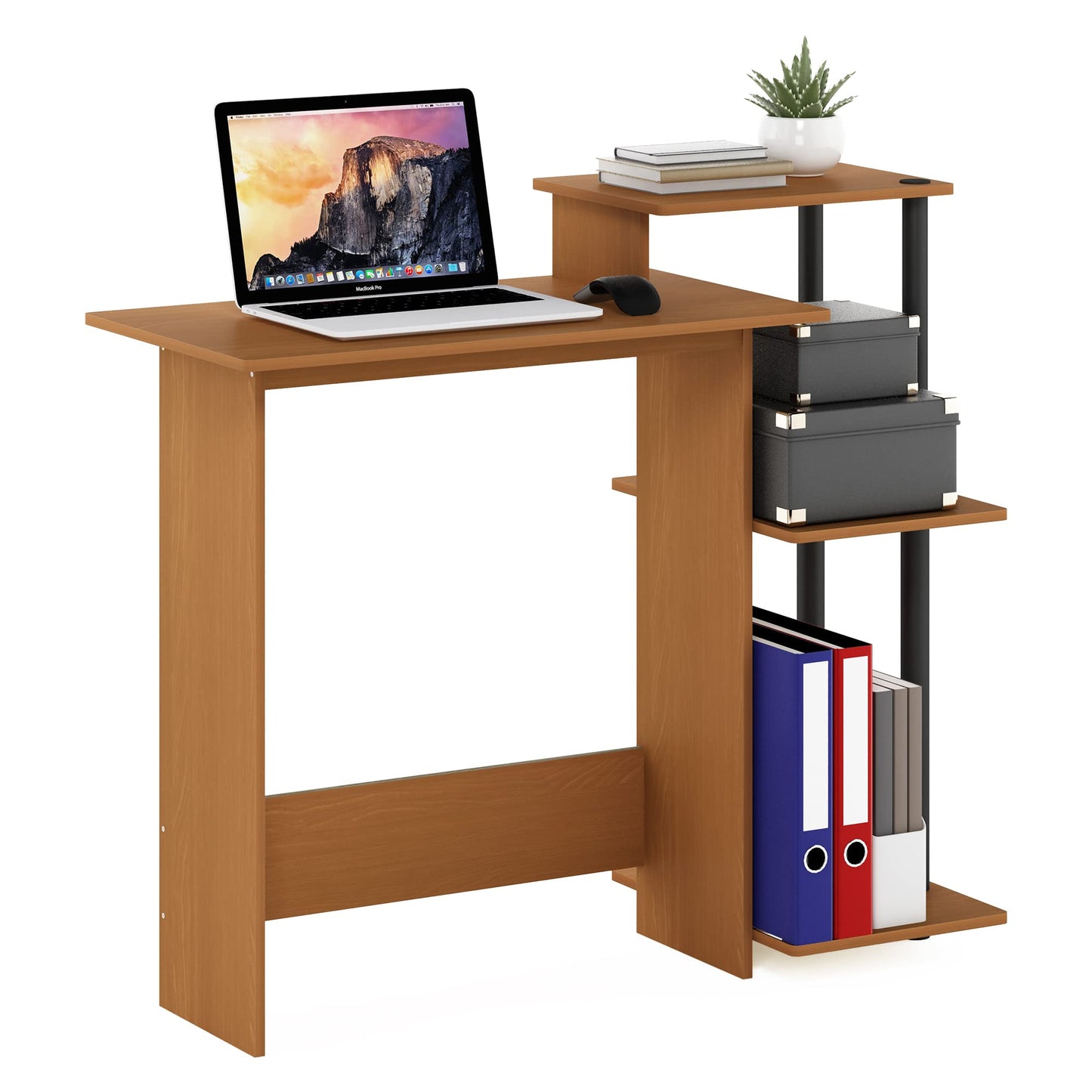 Furinno Laptop Computer Desk with Square Shelves