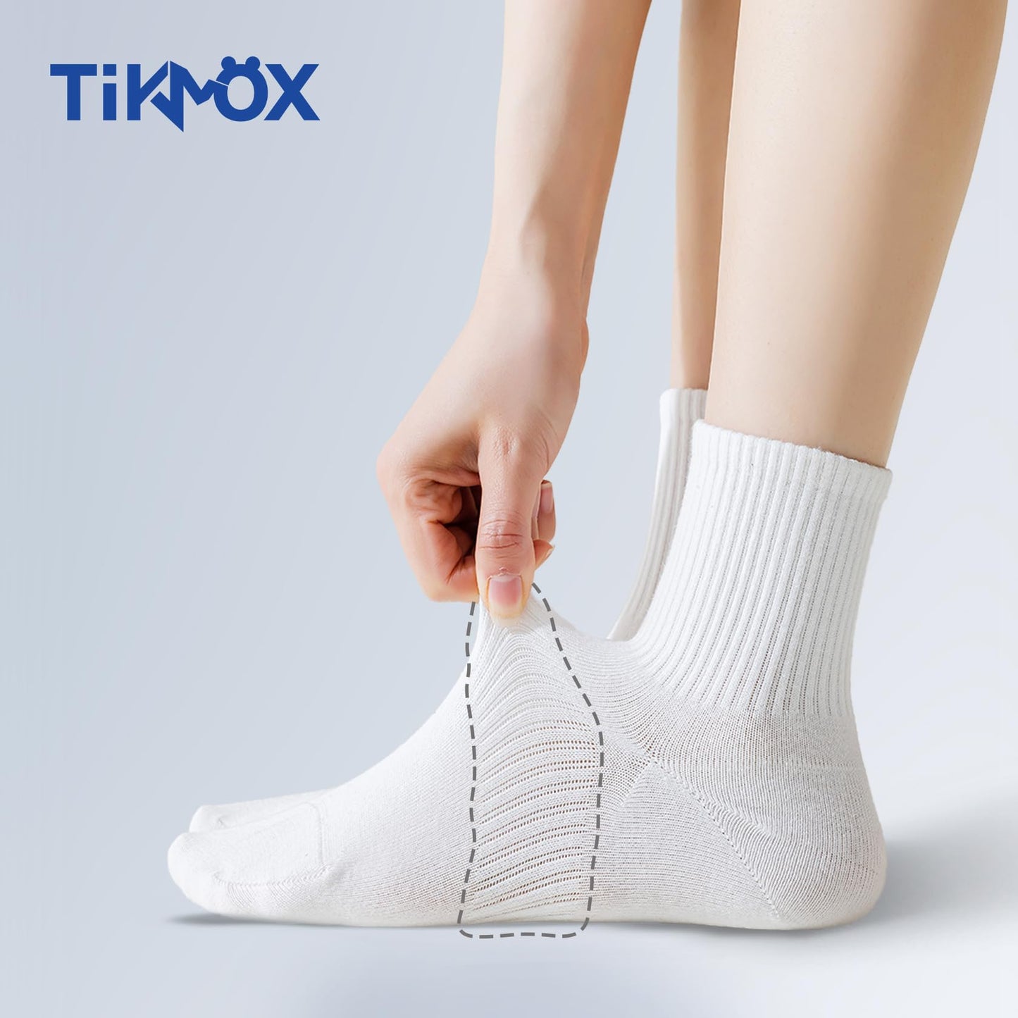 TikMox Athletic Running Socks with Arch Compression, Cotton Cushioned Crew Socks for a Secure Fit, White Black for Men & Women(3-6 pairs)