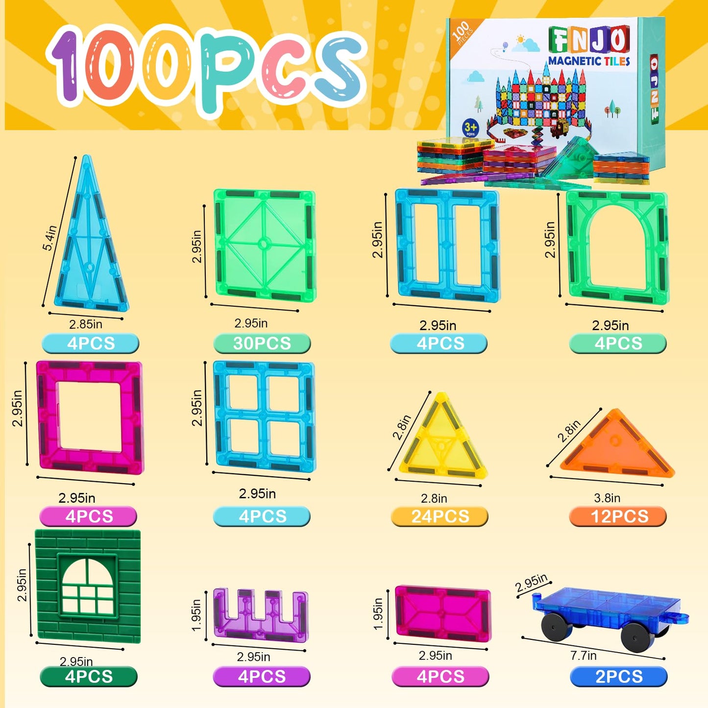 FNJO Magnetic Building Blocks Set for Kids