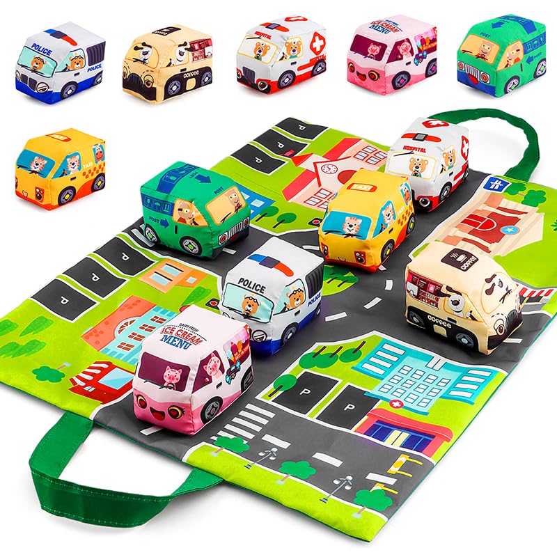 6-Pack Jingle Bell Fabric Car Toys with Bag