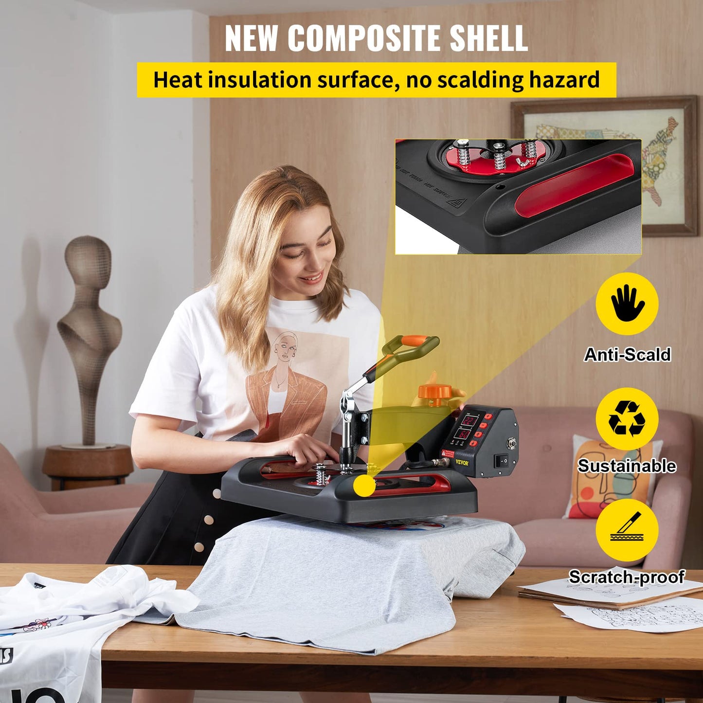VEVOR Heat Press Machine 8 in 1 Combo - 15x15 Tshirt Press Machine with Tumbler Press, 360° Swing Away Digital Multifunction Heat Transfer Sublimation for Printing T Shirts Mug Hat Plate Cap