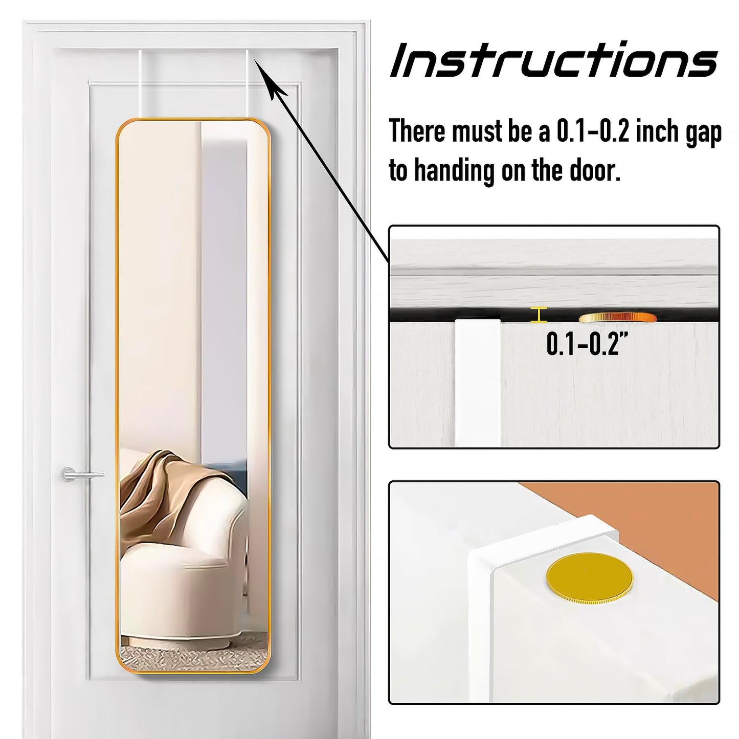 Full Body Mirror Wall Mounted Metal Frame