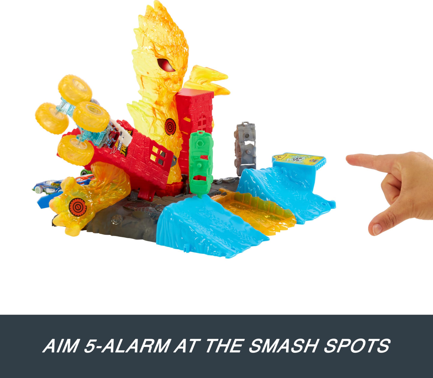 Hot Wheels Monster Trucks Firefighter Playset with Cars