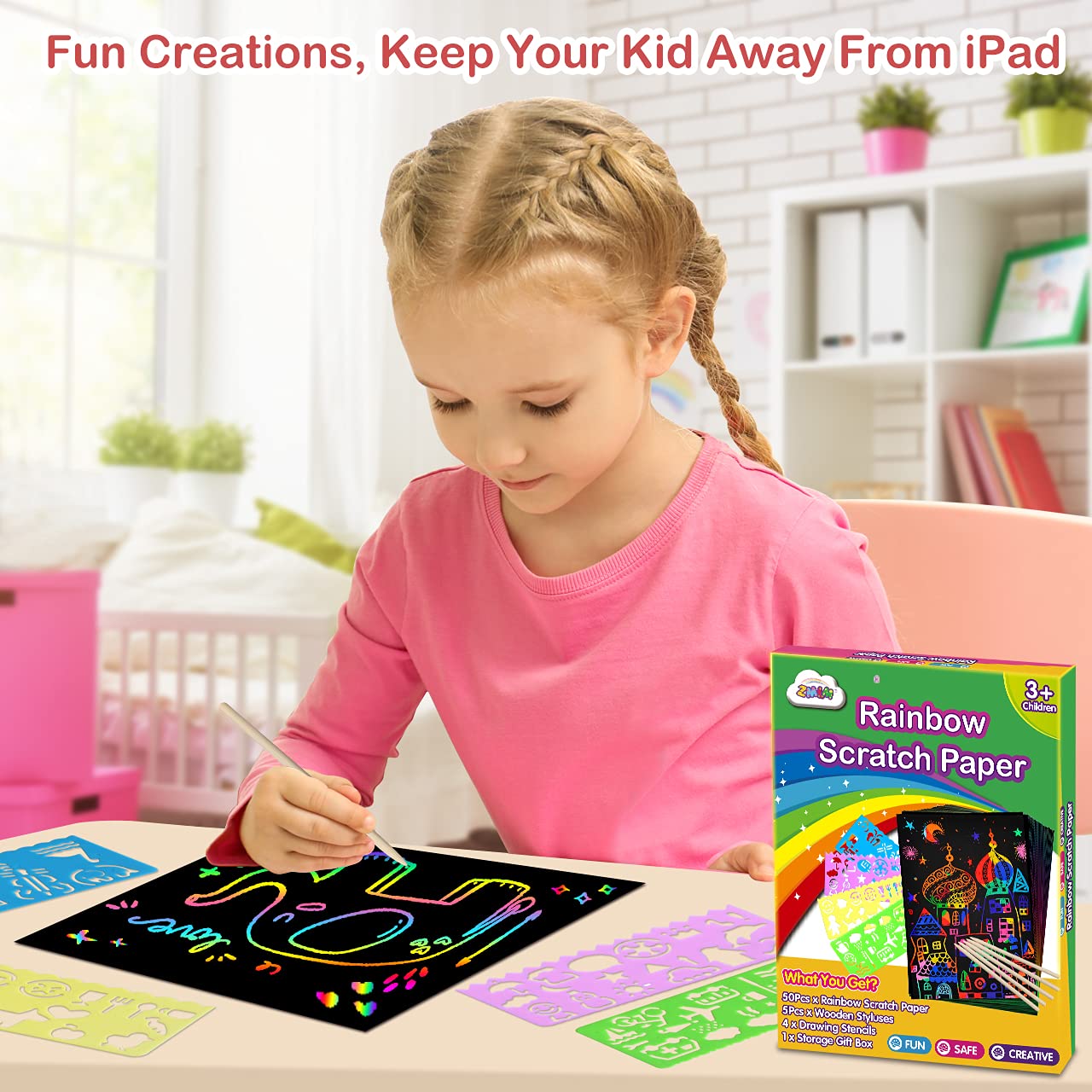 Scratch Paper Art Set for Kids - 60 Pcs