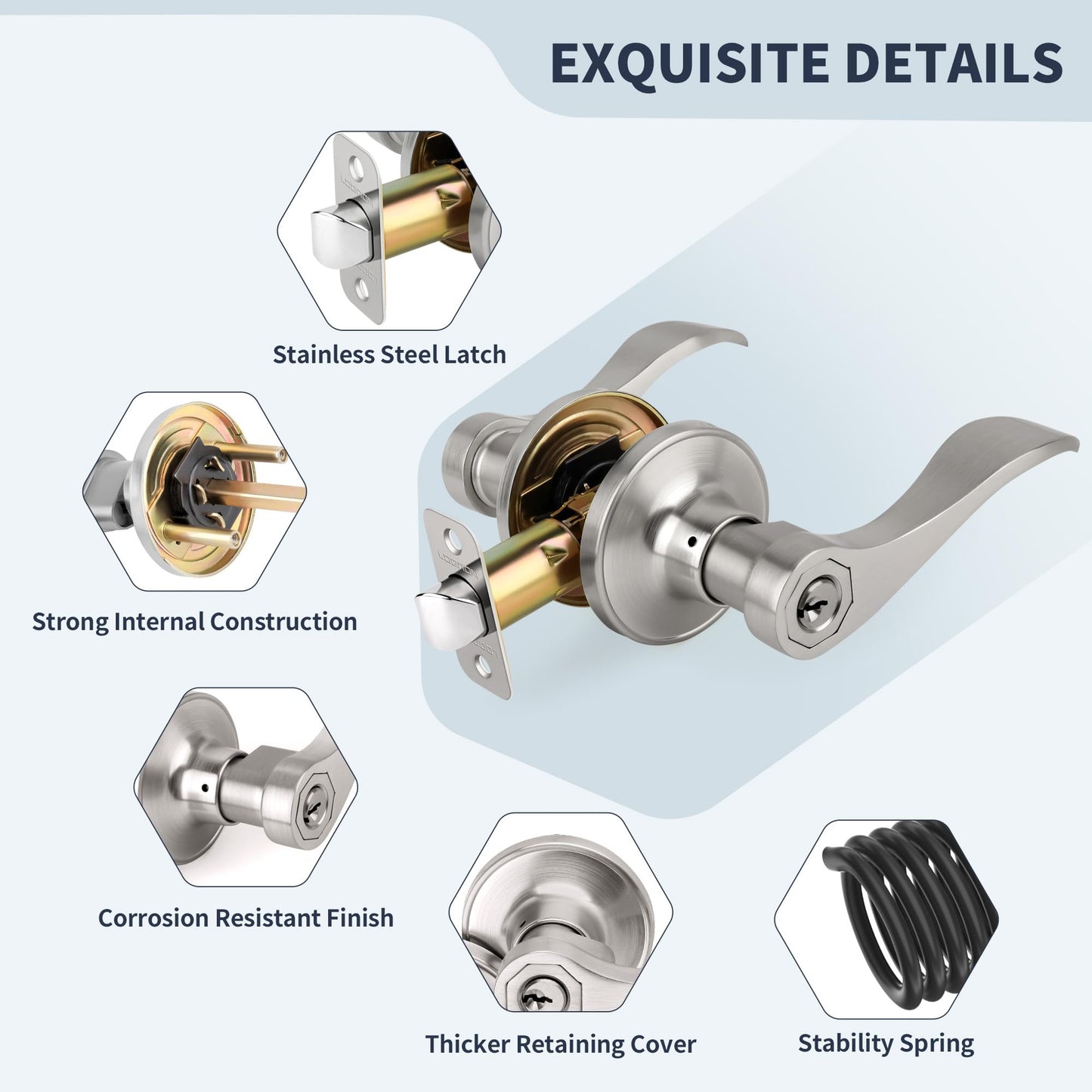 10 Pack Keyed Entry Door Handles by LOQRON