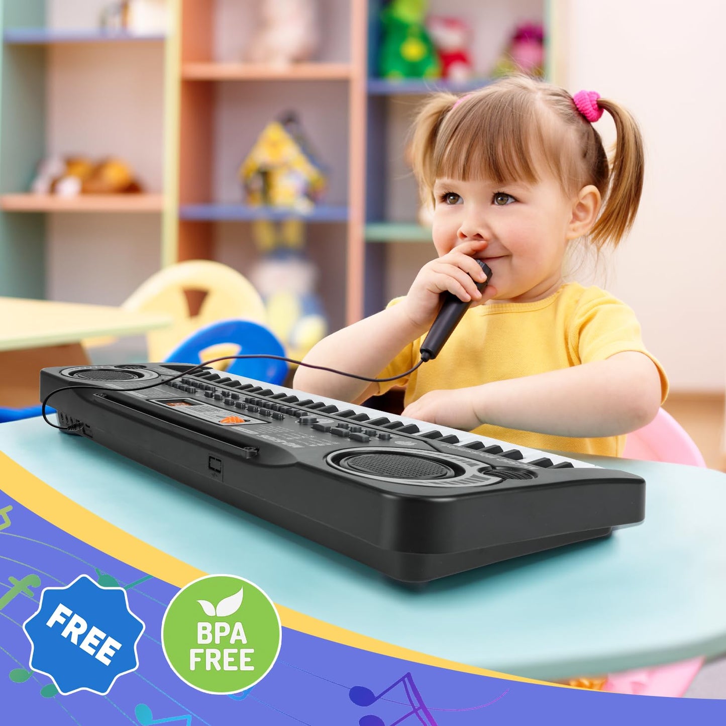 61-Key Electronic Keyboard for Kids with Microphone