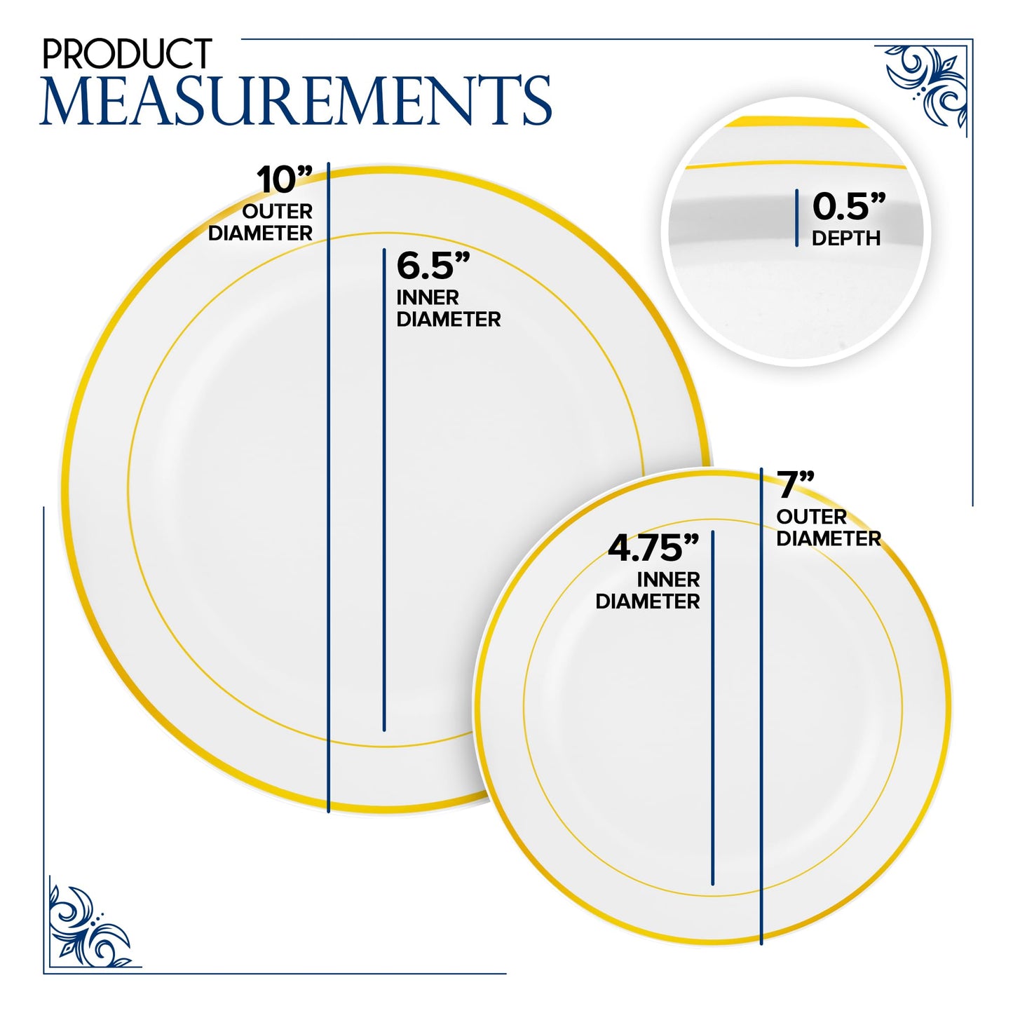 Disposable White and Gold Plates Set for Parties