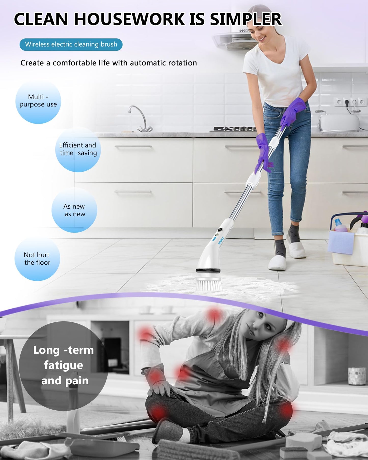 Electric Spin Scrubber with 6 Brush Heads
