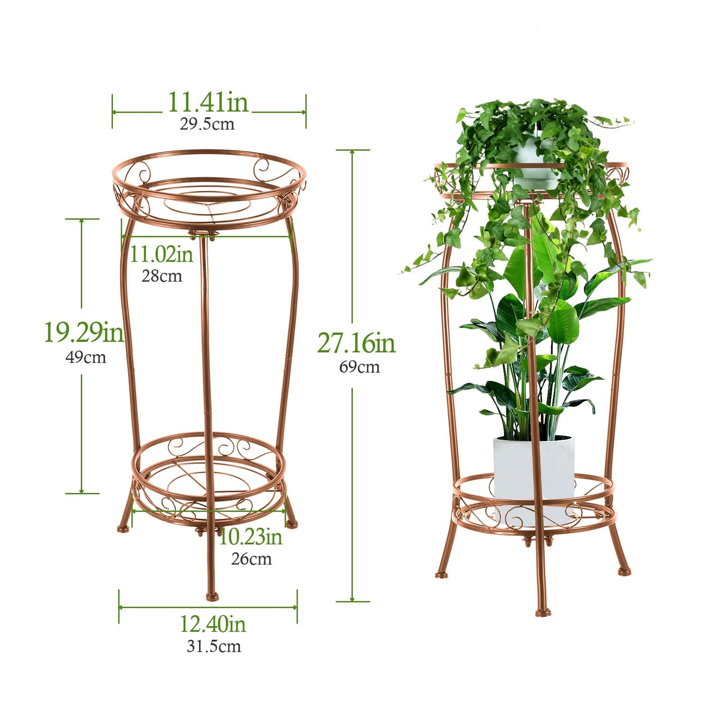 Tall Black Metal Plant Stand for Indoor Outdoor Use