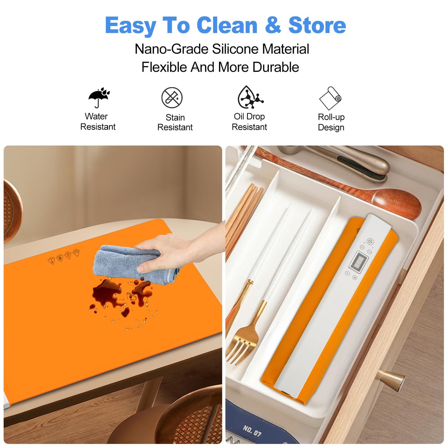 Electric Food Warming Mat with Adjustable Temperature