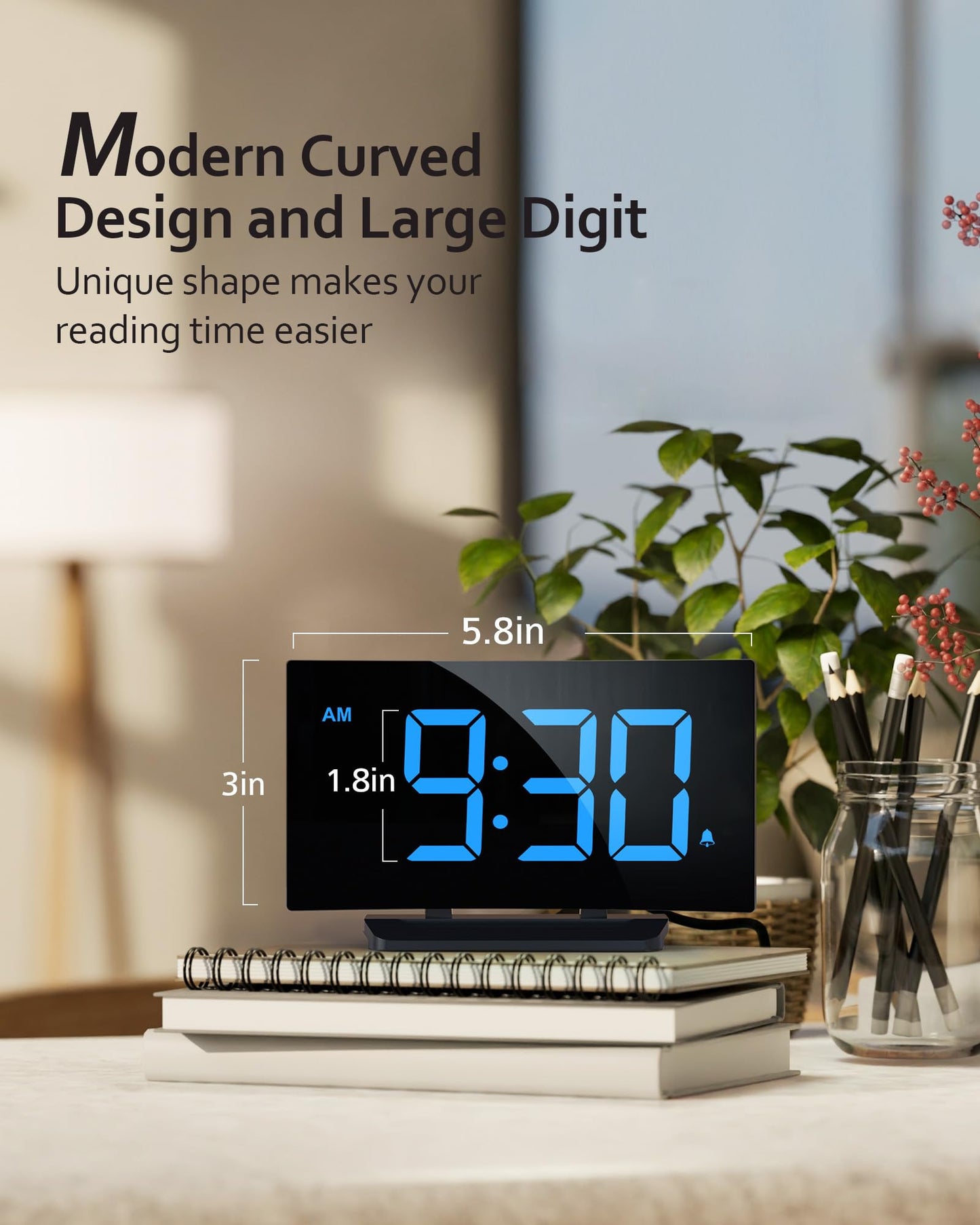2 Pack Digital Alarm Clock with LED Display and Snooze