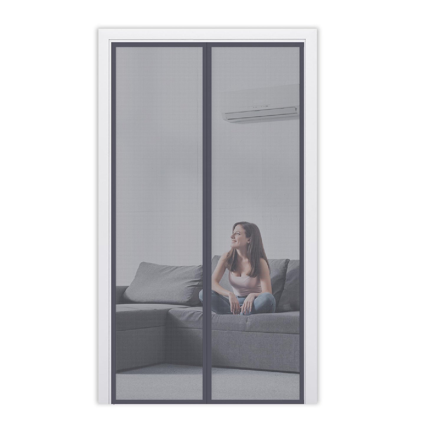Fiberglass Magnetic Screen Door Mesh - Heavy Duty Magic Door Screen Closure with Magnets for Sliding, Patio, French, Front and Back Door, Kid and Pet Friendly, Easy Install