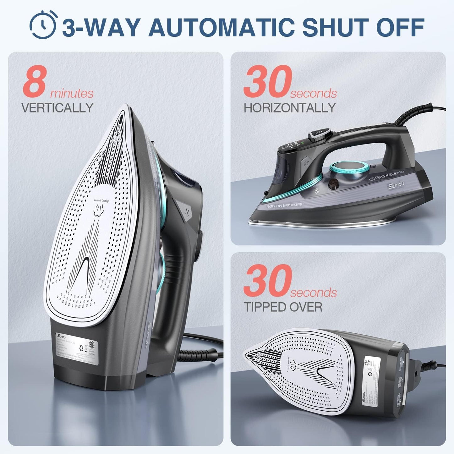 1700W Steam Iron with Non-Stick Soleplate