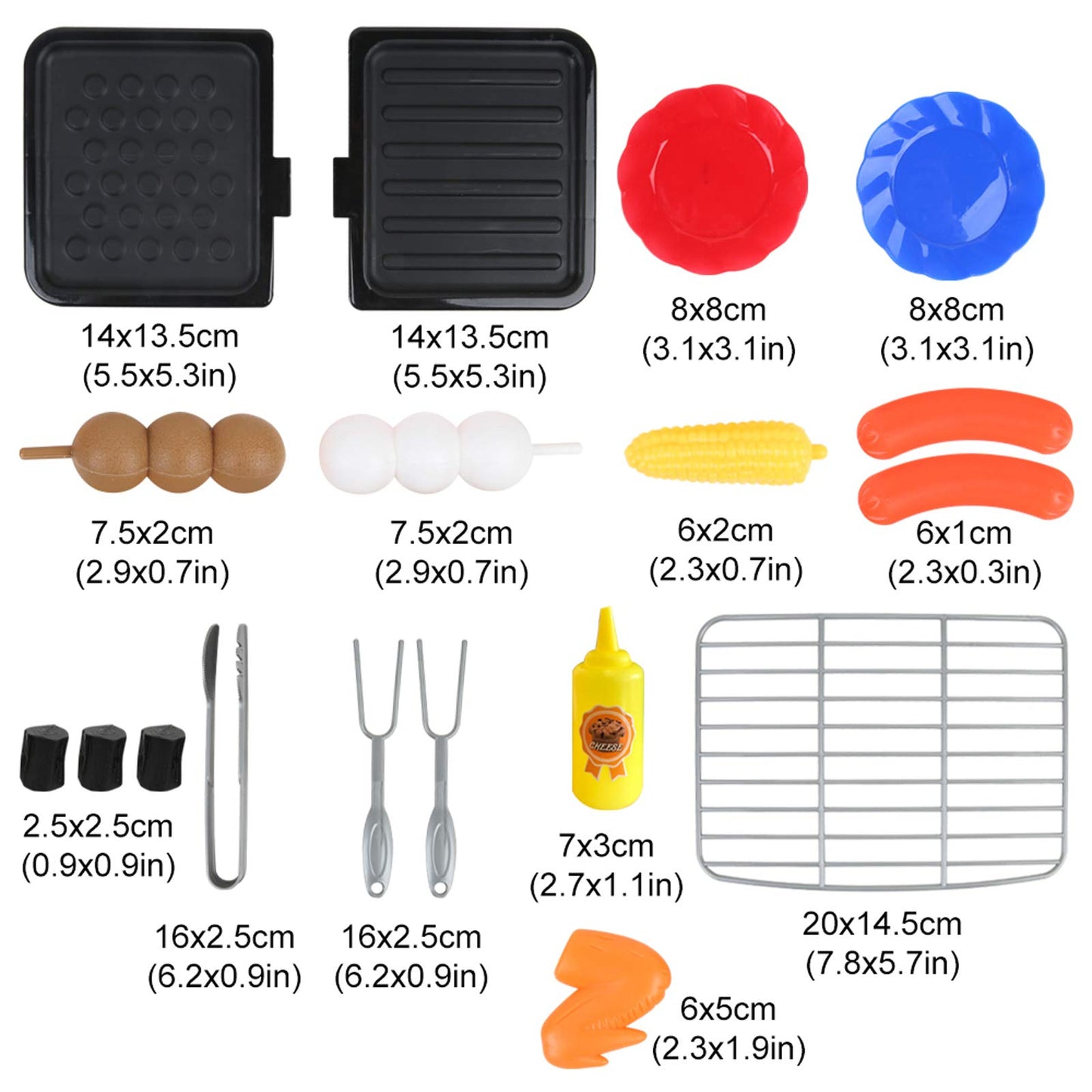 Kitchen Pretend Play Set for Kids, Cooking Spray Pressure Cooker and Pans Other Cookware, Fruit and Vegetable Cutting Toys, Birthday Gifts for Boys Girls 3,4,5,6 (BBQ Set)