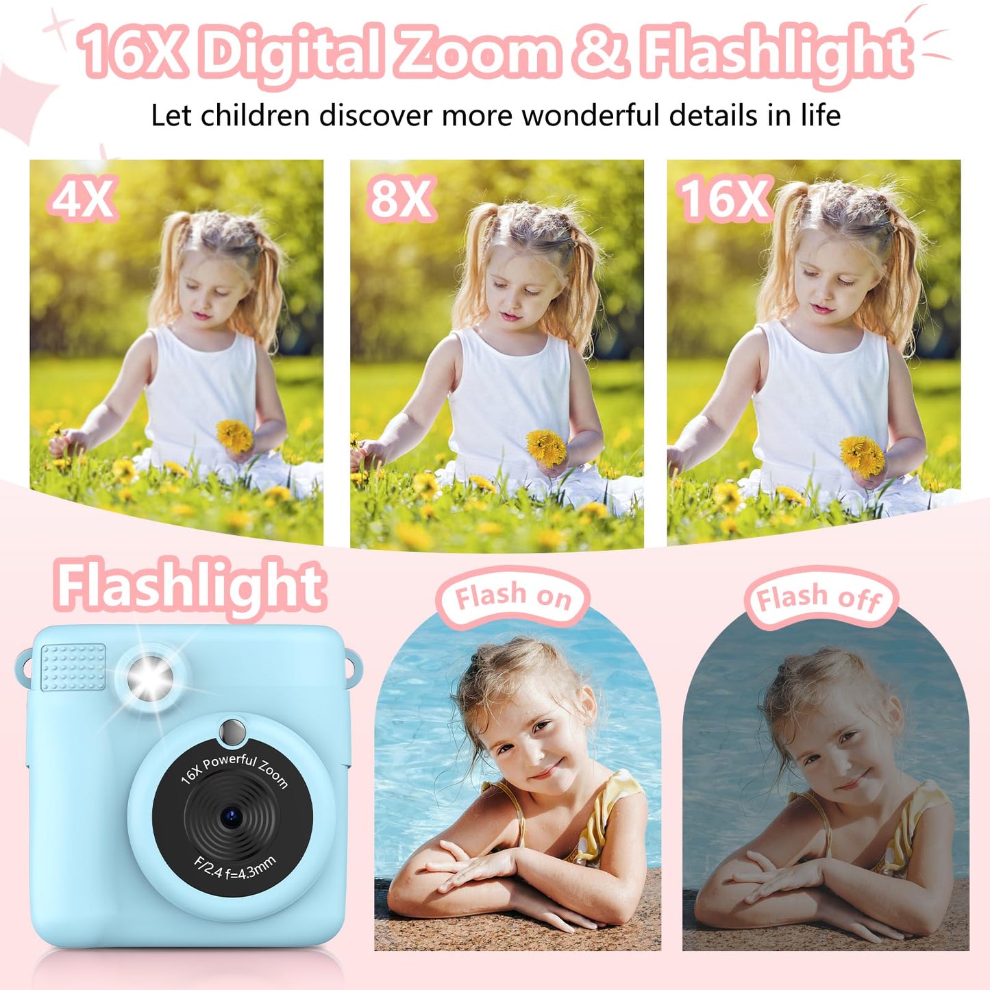 Kids Instant Print Camera with 32GB Card