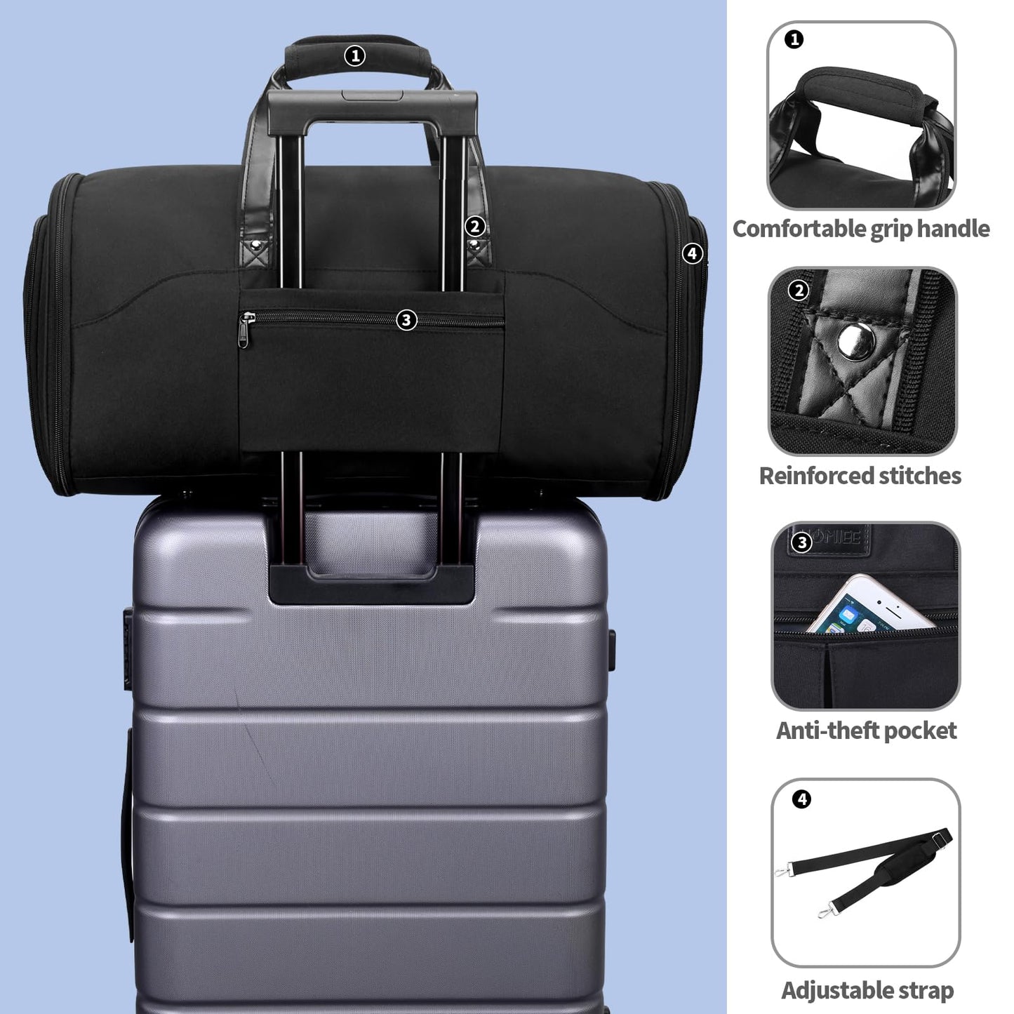 HOMIEE 2-in-1 Travel Duffle Bag with Shoe Compartment