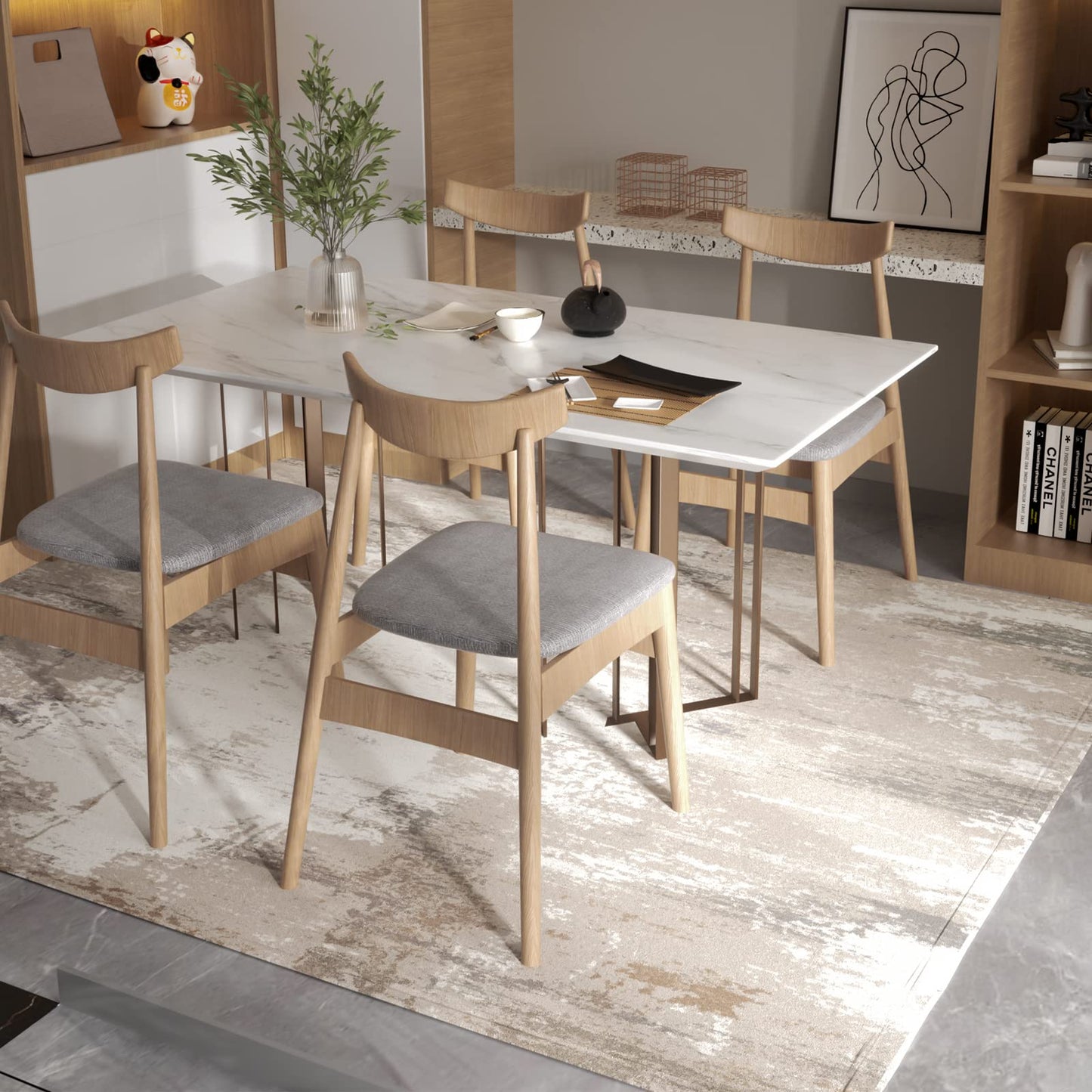 5x7 Modern Abstract Area Rug - Low-Pile, Washable