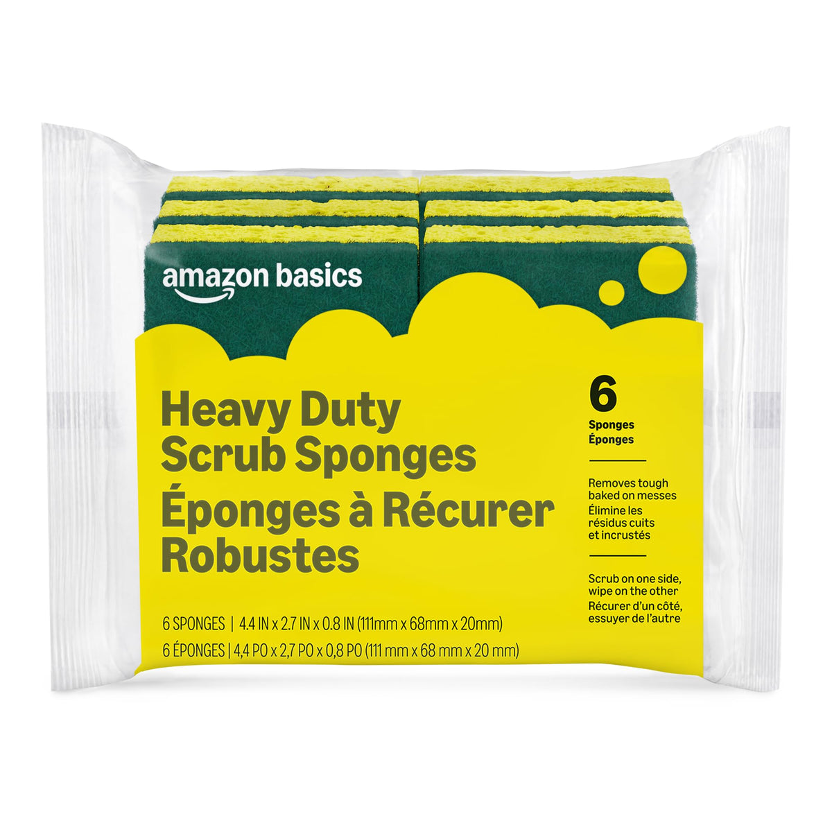 6 Pack Amazon Basics Heavy Duty Scrub Sponges