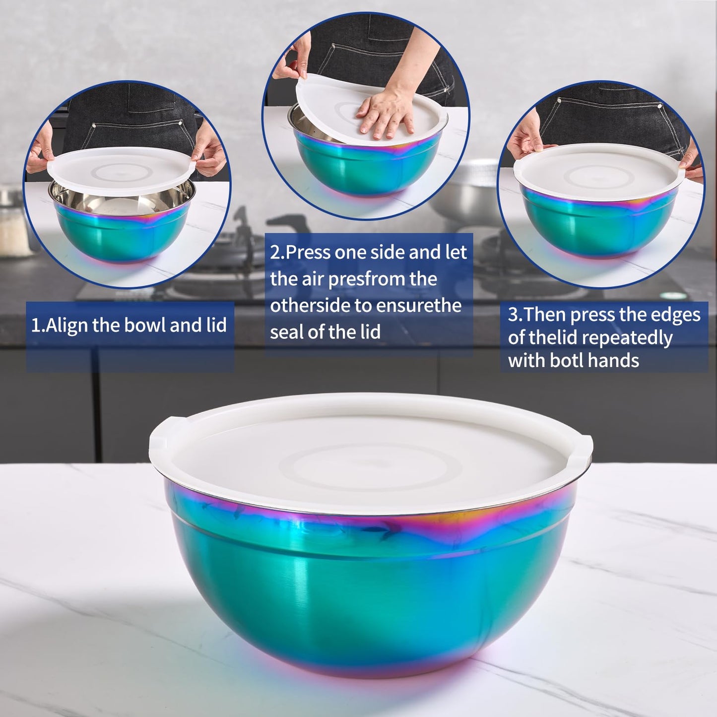 5-Piece Stainless Steel Nesting Mixing Bowls Set