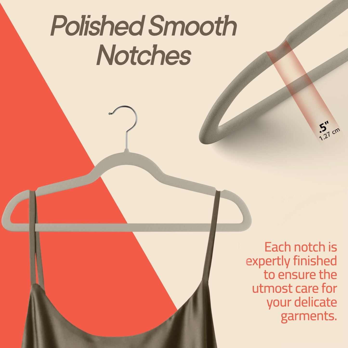 Ivory Velvet Hangers 100 Pack - Non-Slip, Space Saving