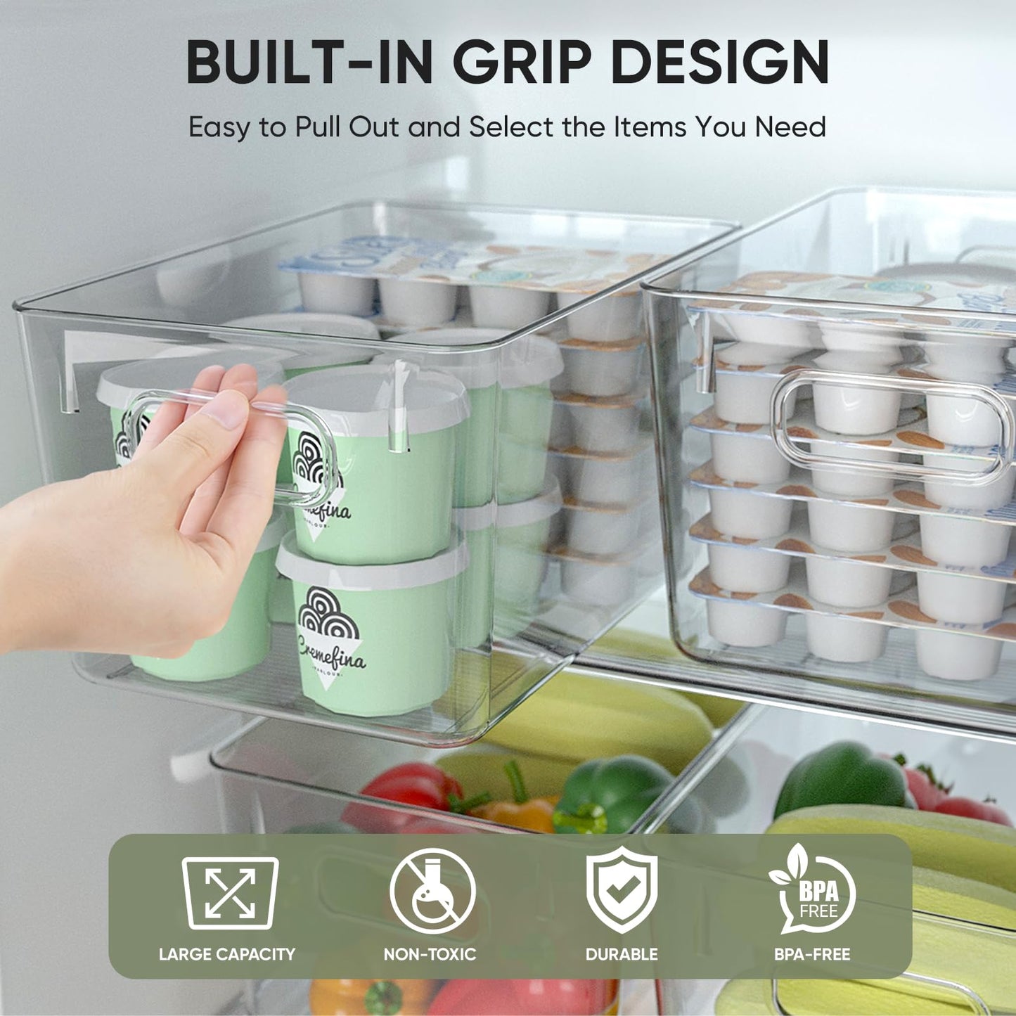 BALEINE 6-Pack Clear Stackable Storage Bins